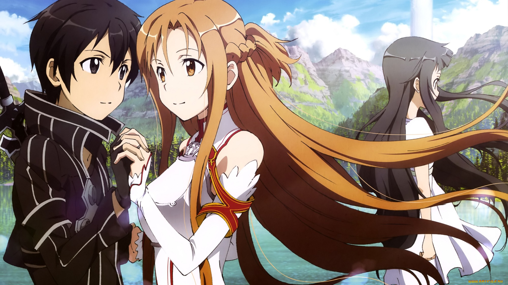 аниме, sword, art, online, кирито, асуна