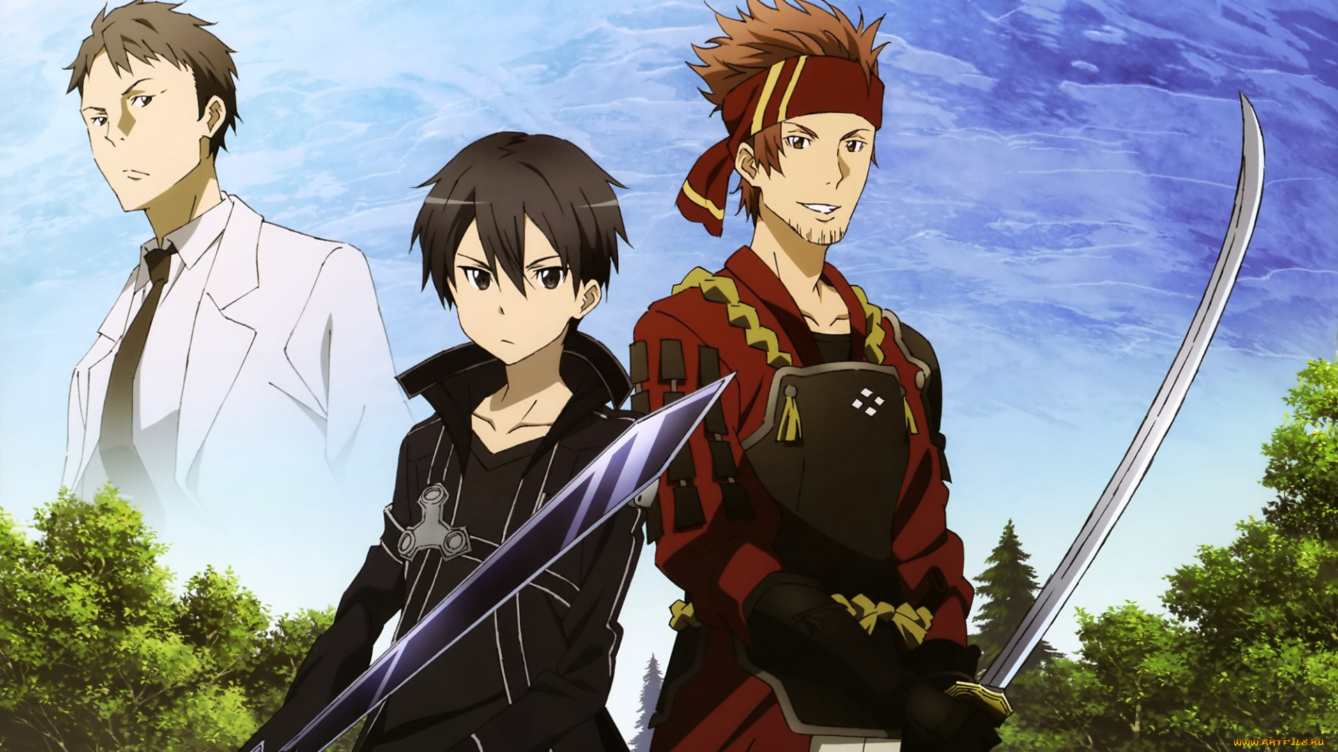 аниме, sword, art, online, парни