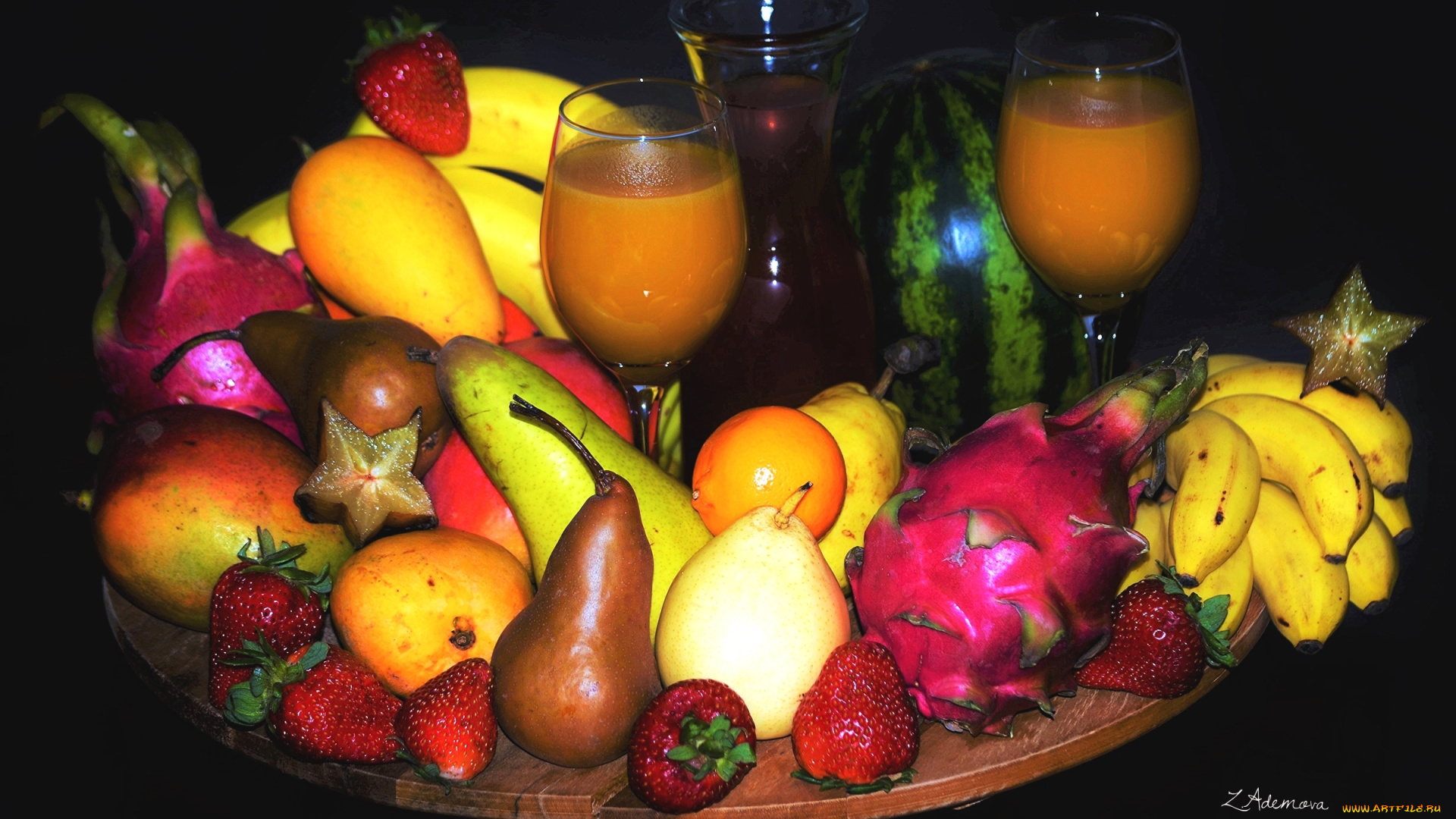 еда, фрукты, , ягоды, ягоды, арбуз, клубника, карамболь, сок, груша, банан, манго, питахайя