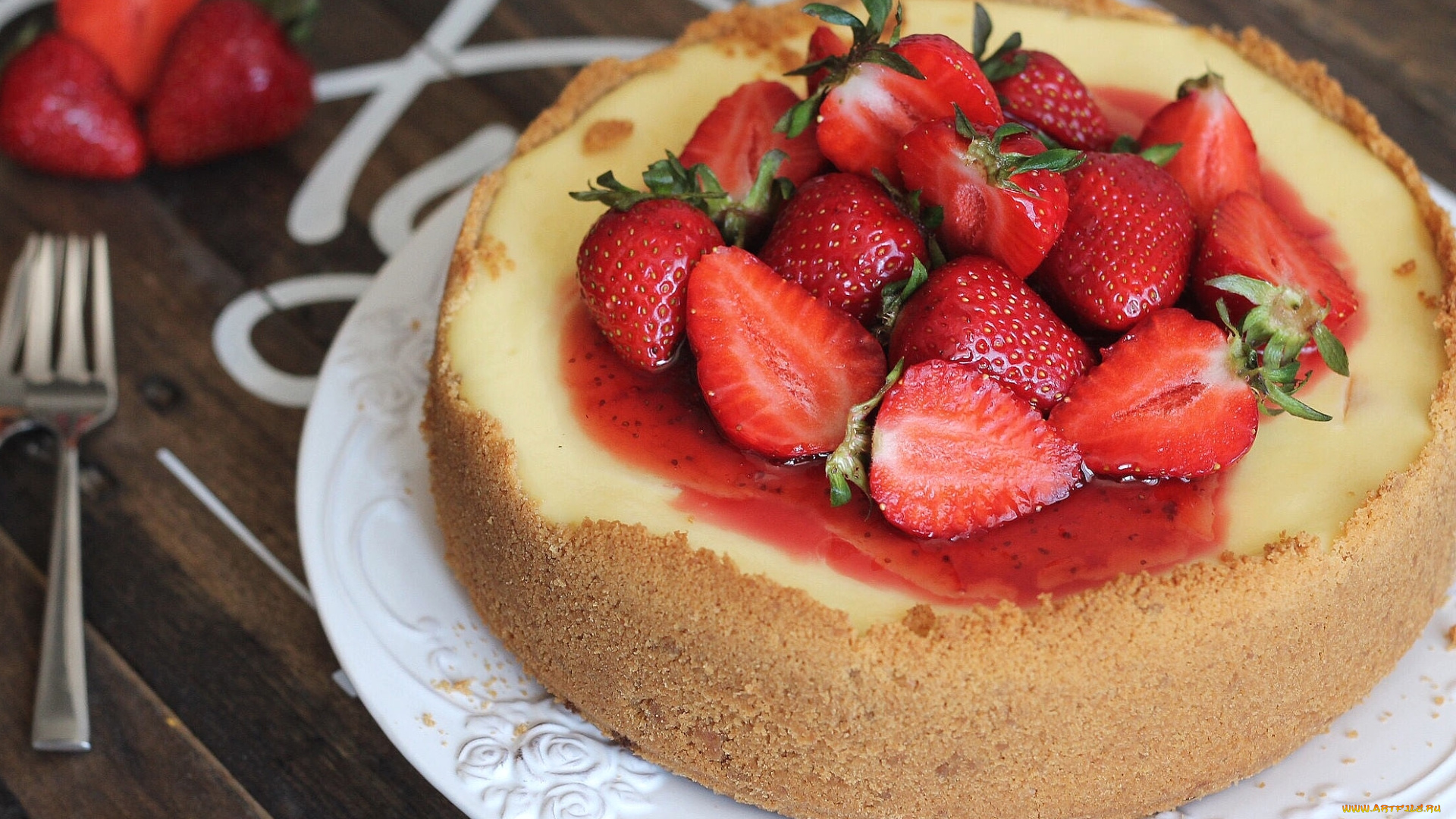 еда, торты, чизкейк, клубника, выпечка