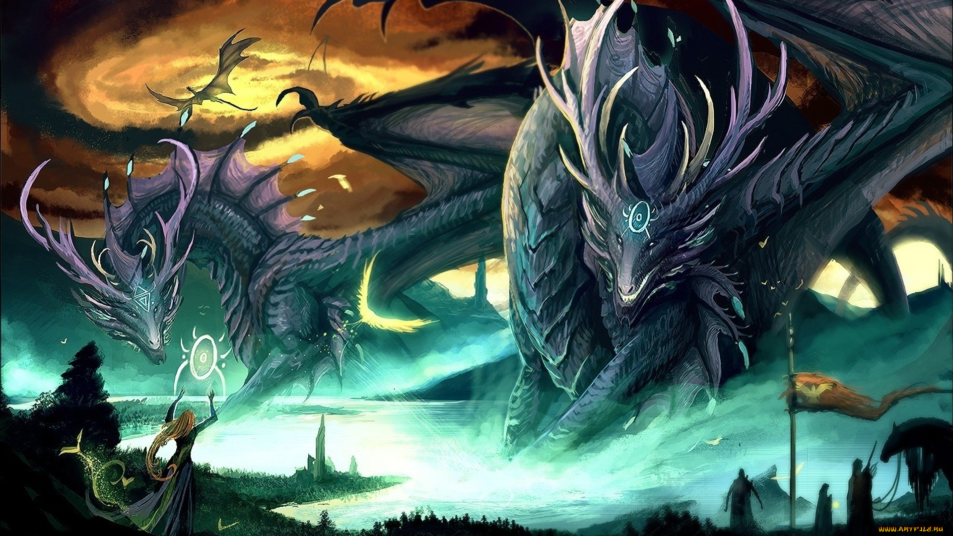 фэнтези, драконы, девушка