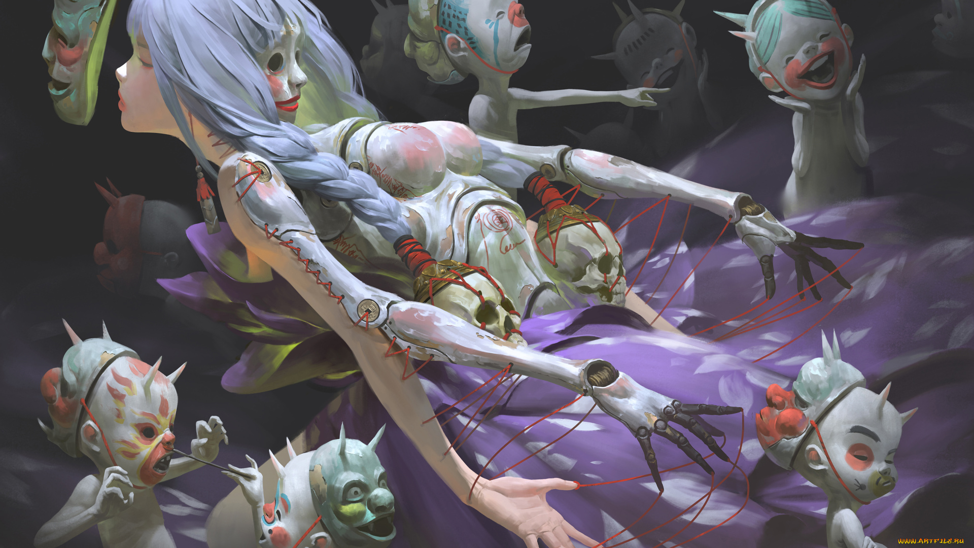 фэнтези, красавицы, и, чудовища, ведьма, девушка, фантазия, арт, маска, духи, демоны