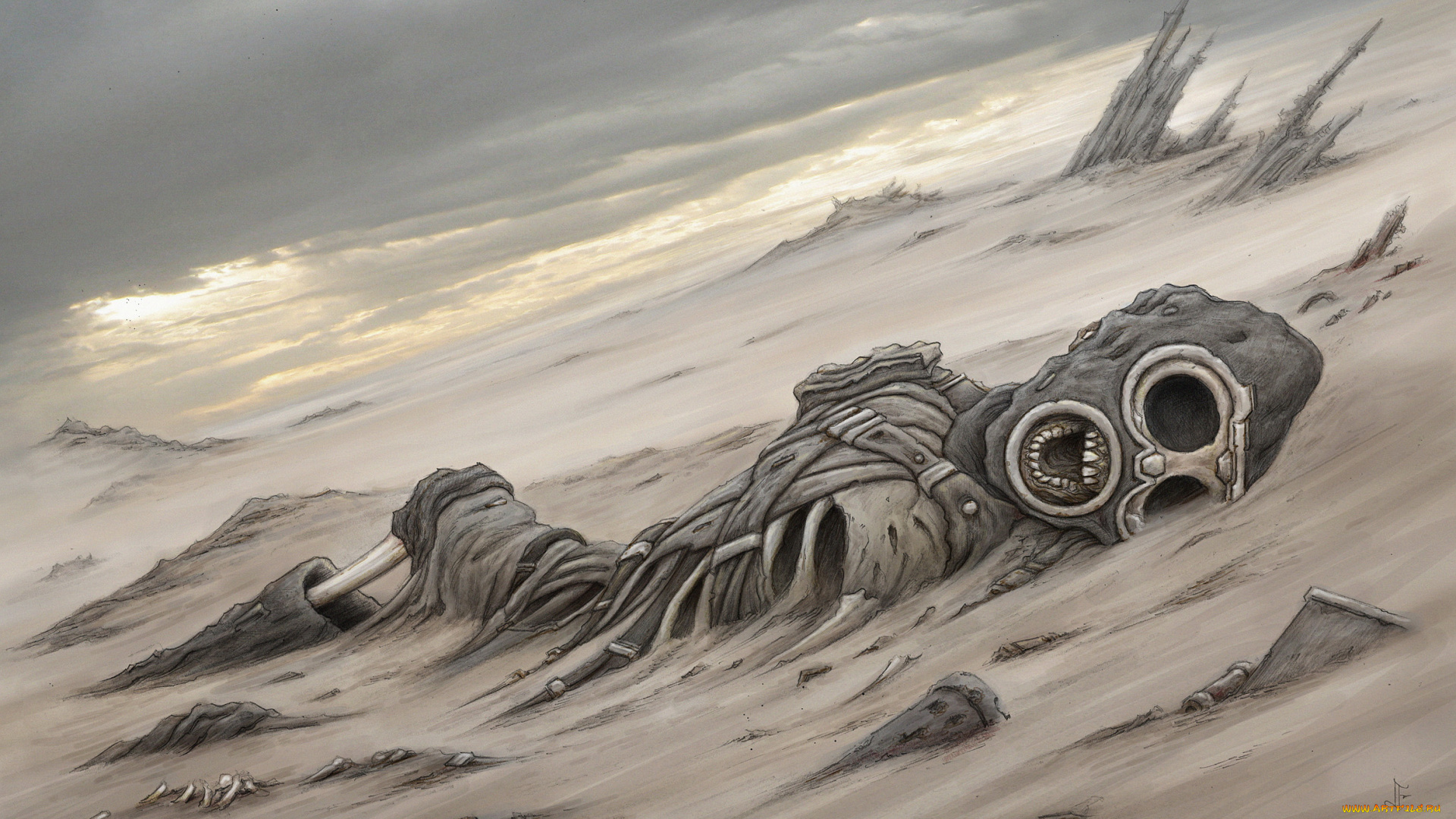 фэнтези, нежить, пустыня, скелет