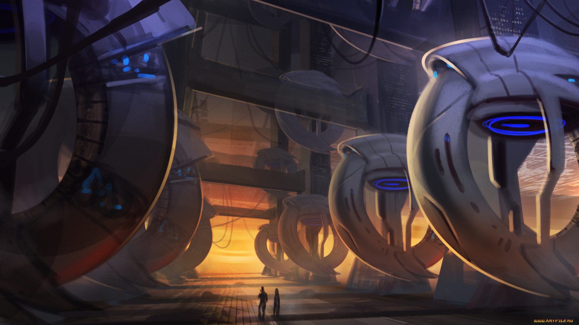 фэнтези, роботы, , киборги, , механизмы, будущее, мир, иной, люди, сооружения