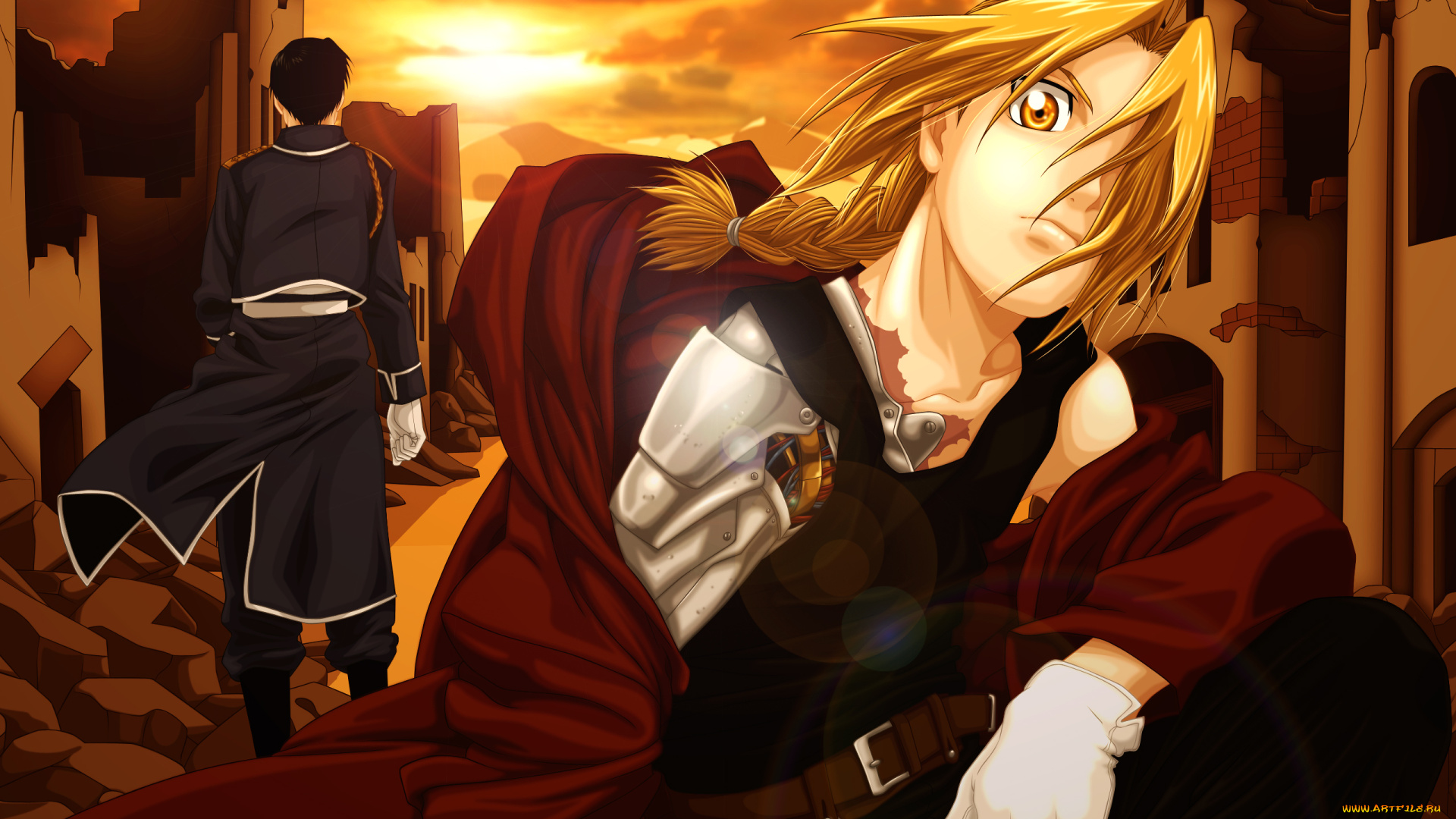 fullmetal, alchemist, аниме, фон, взгляд