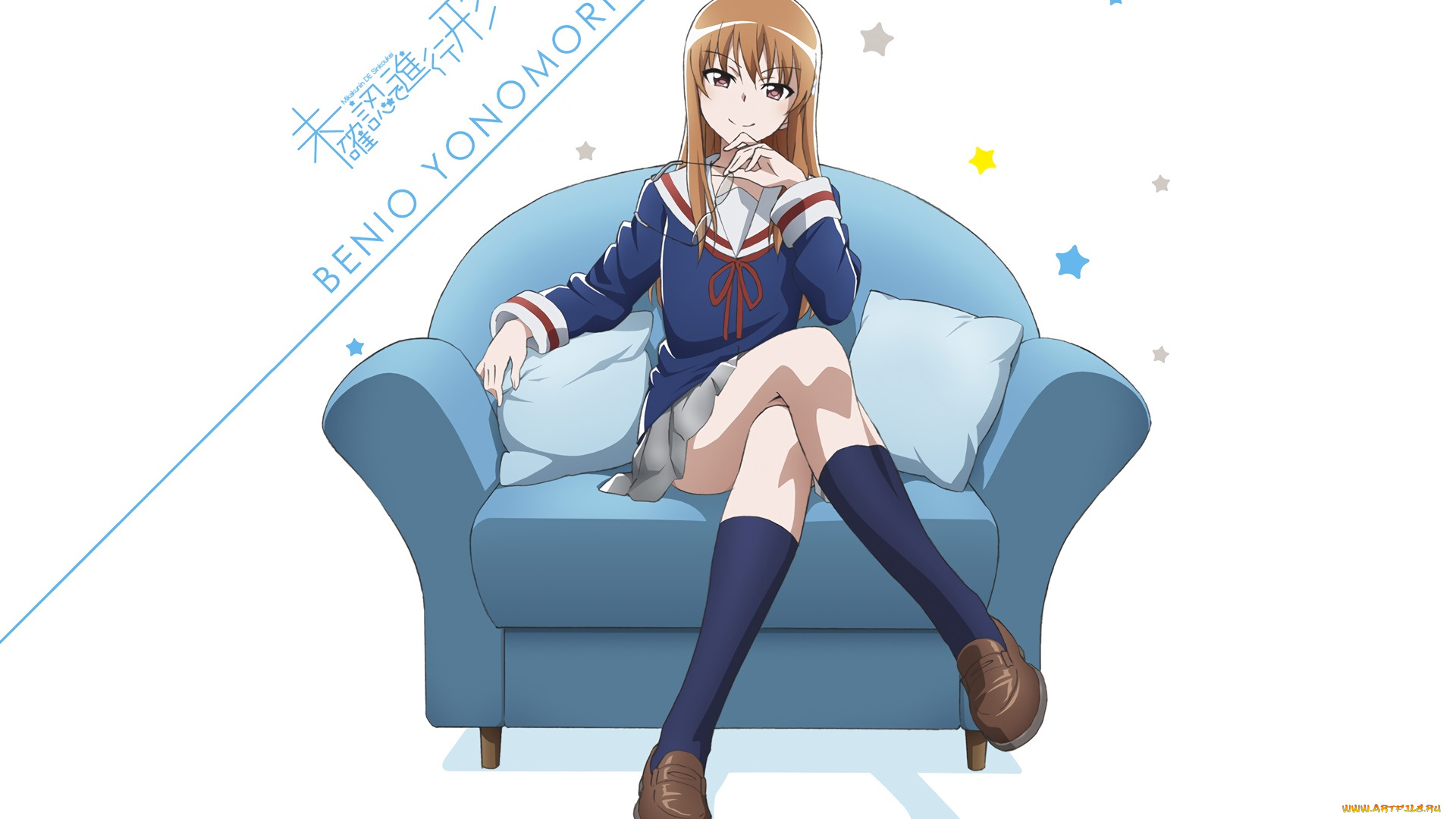 mikakunin, de, shinkoukei, аниме, девушка, фон, взгляд