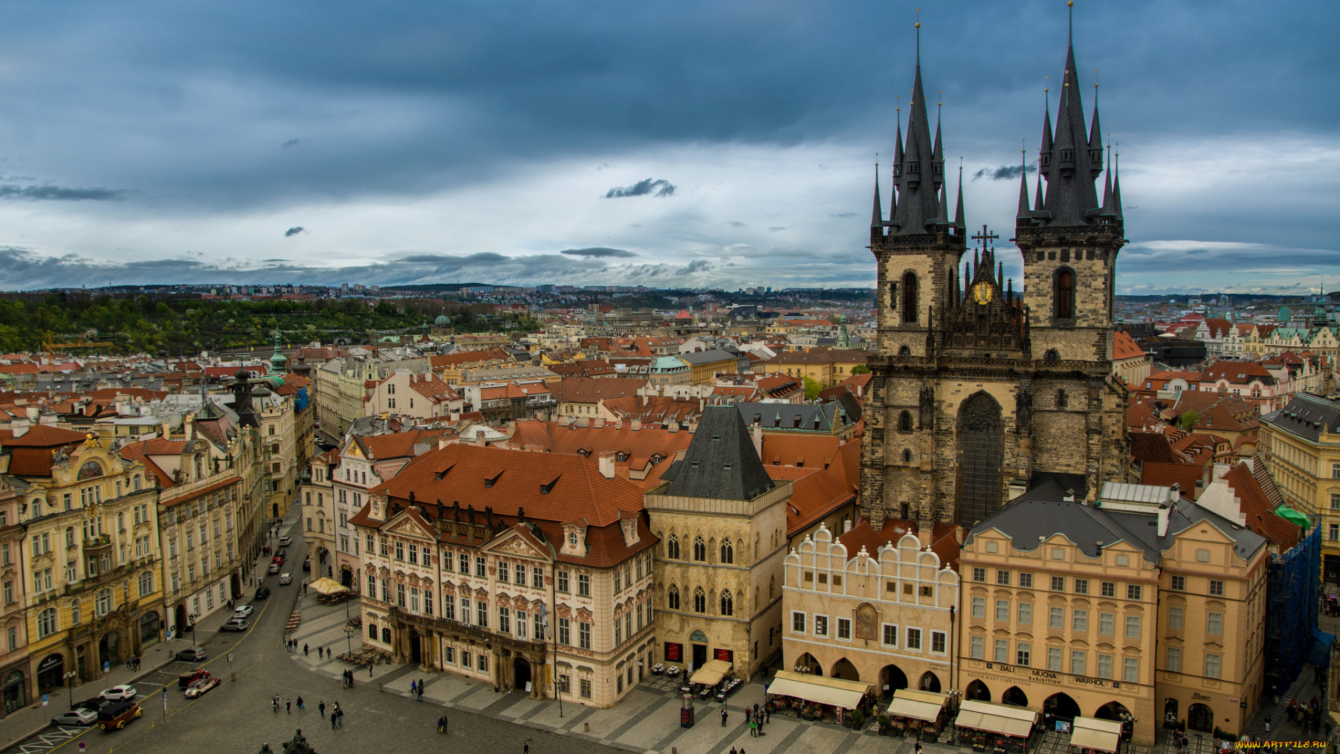 prague, -, old, town, square, города, прага, , Чехия, башни, площадь
