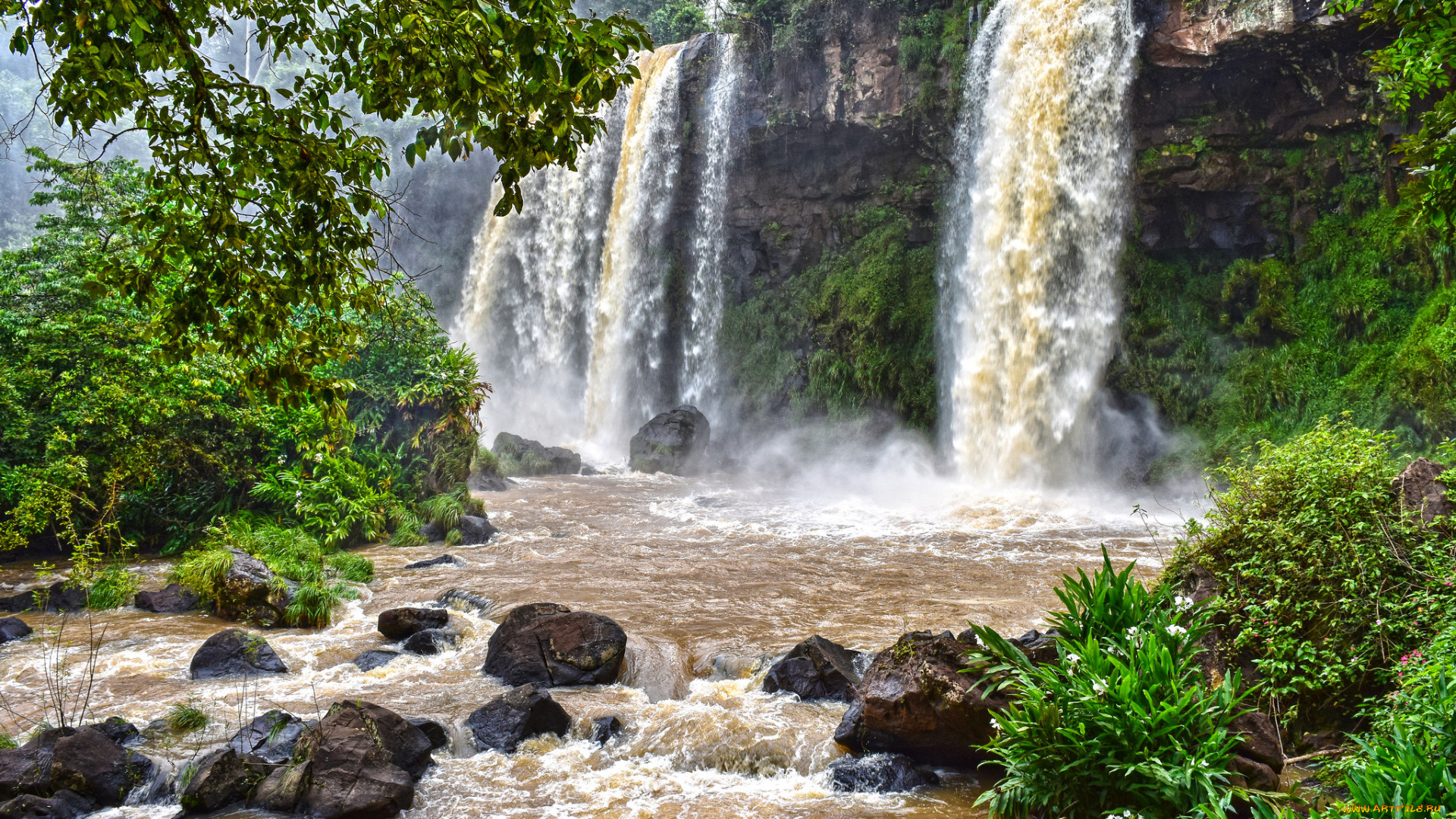 природа, водопады, ес, водопад, река