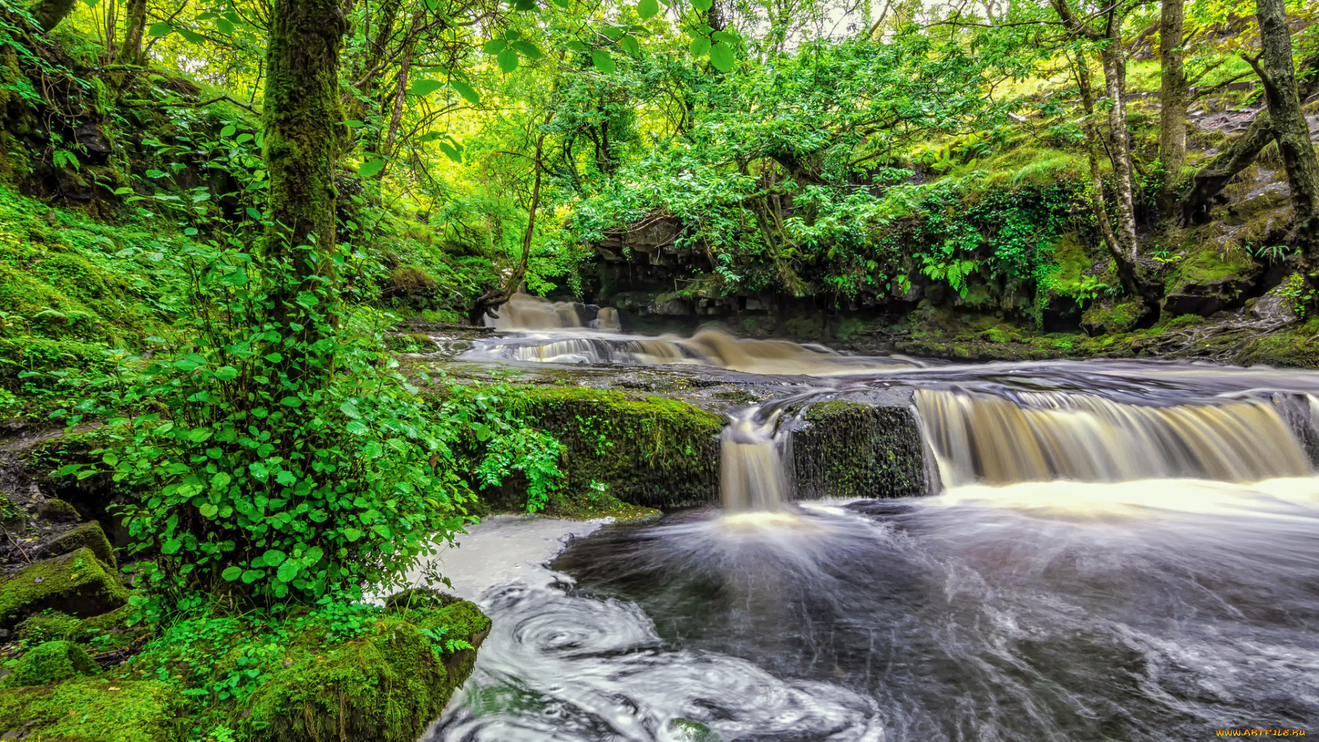 природа, водопады, водопад, река, ес