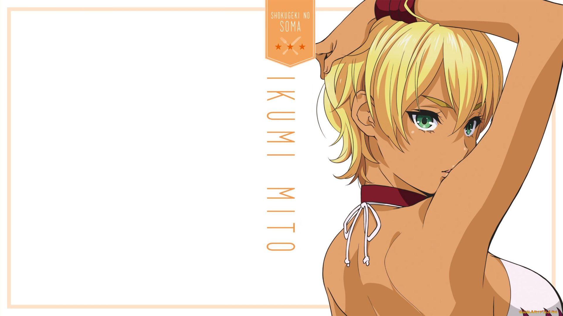 shokugeki, no, soma, аниме, фон, взгляд, девушка