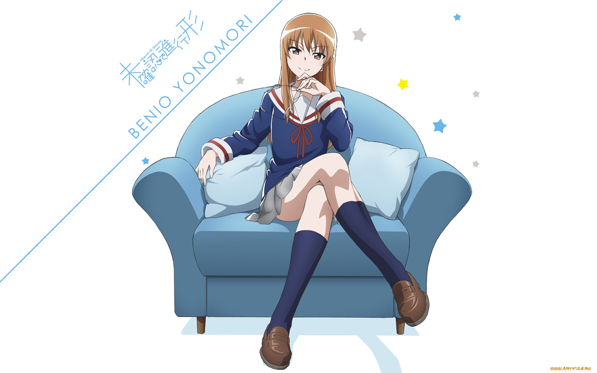 mikakunin, de, shinkoukei, аниме, девушка, фон, взгляд
