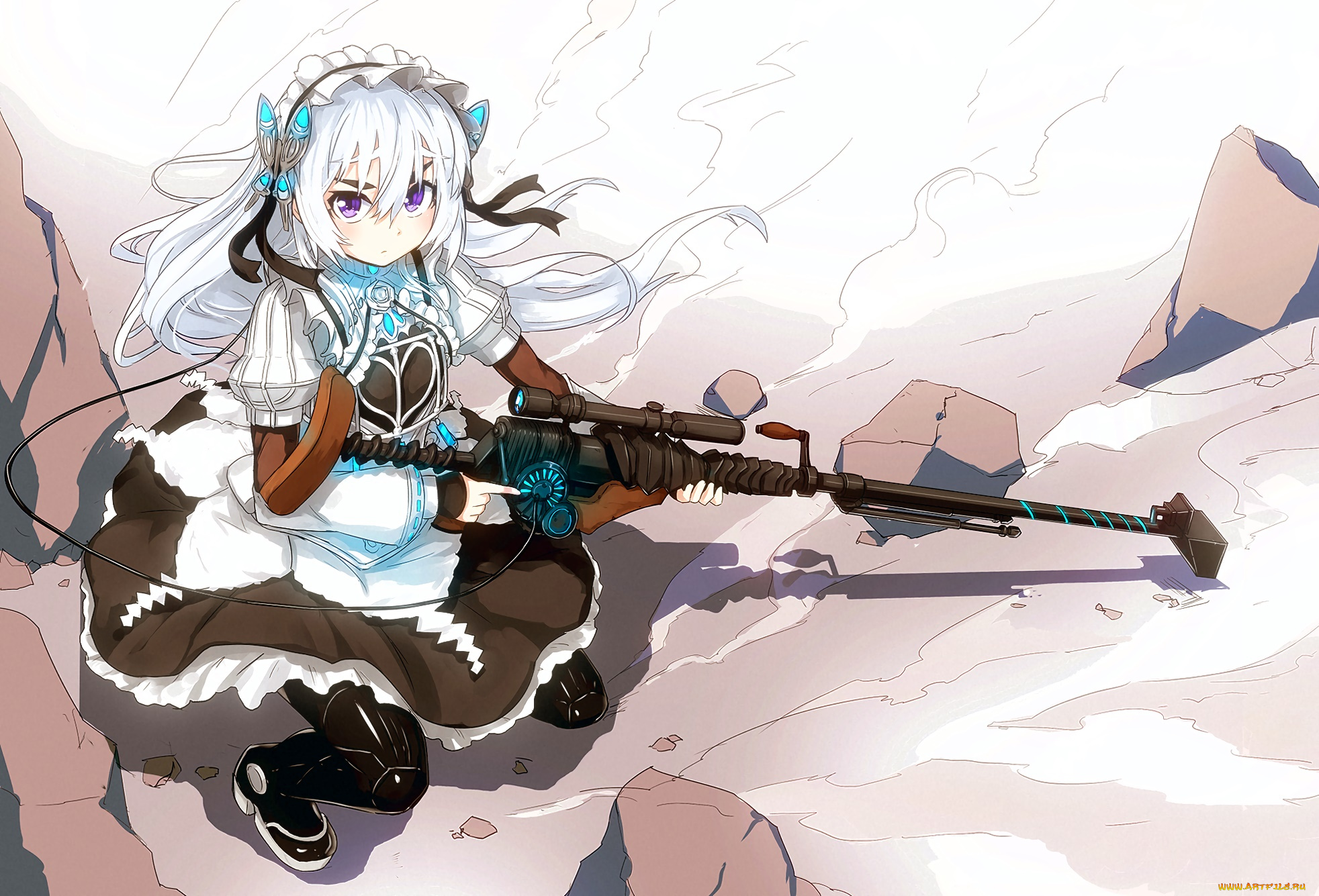 chaika, -the, coffin, princess-, аниме, hitsugi, no, chaika, девушка, оружие, фон, взгляд