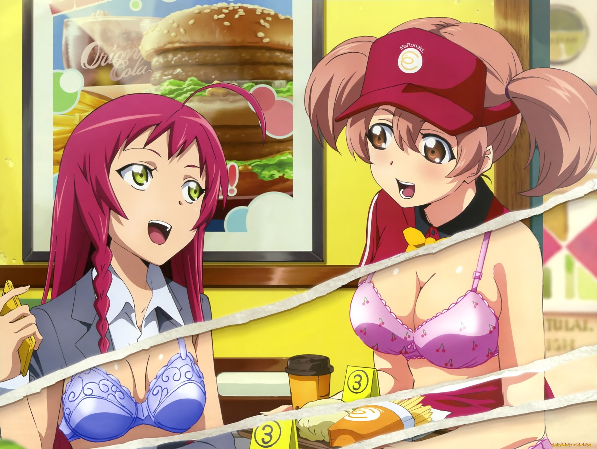 аниме, hataraku, maou-sama, девушки