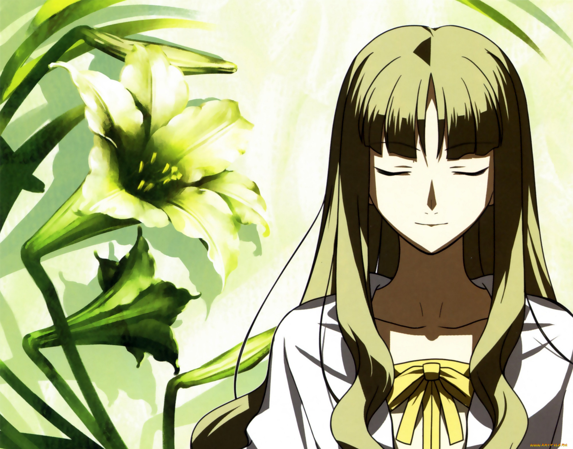 аниме, fate, zero, лилии, девушка