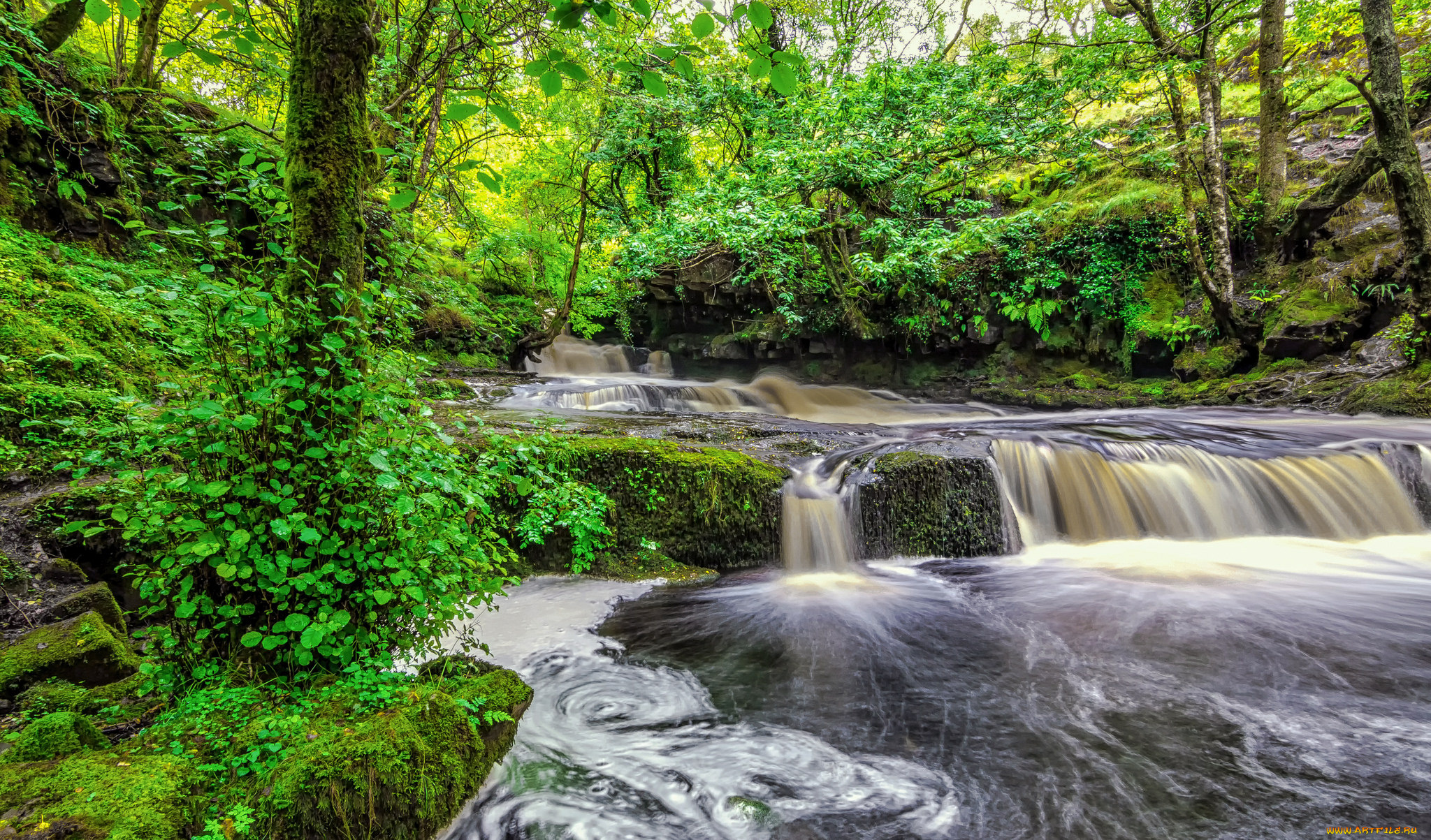 природа, водопады, водопад, река, ес