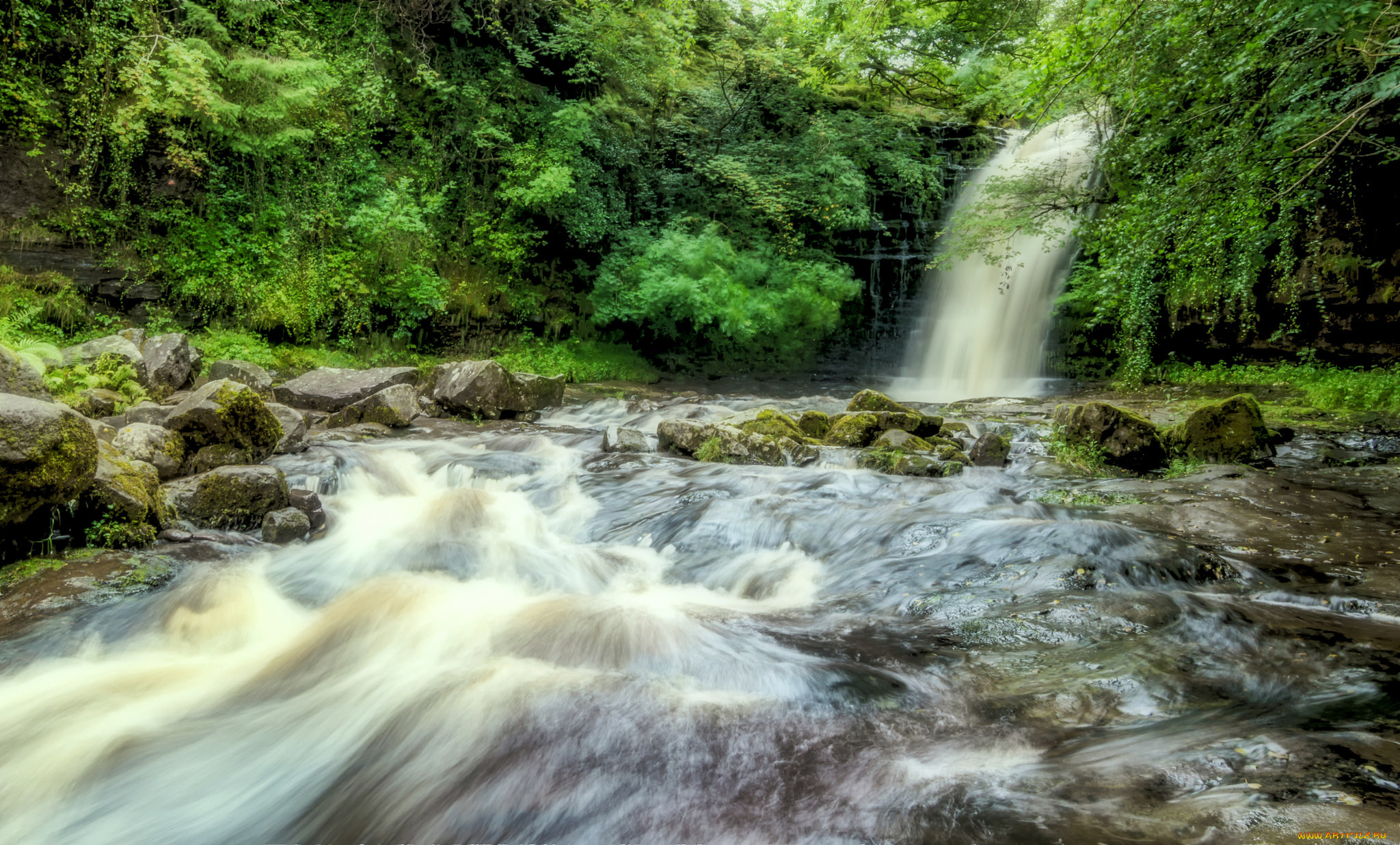 природа, водопады, водопад, река, ес