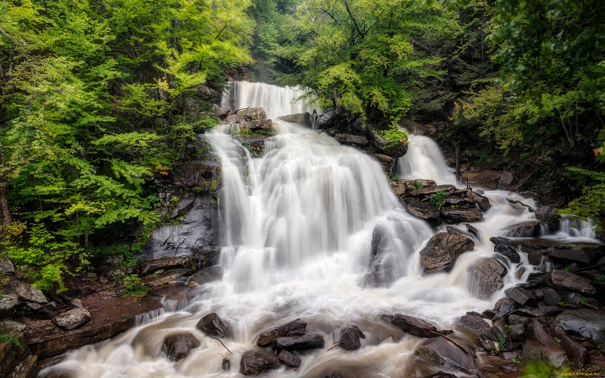 природа, водопады, водопад, ес, река