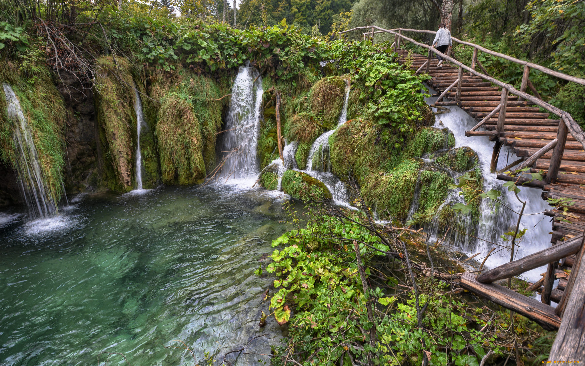 природа, водопады, водопад, река, ес