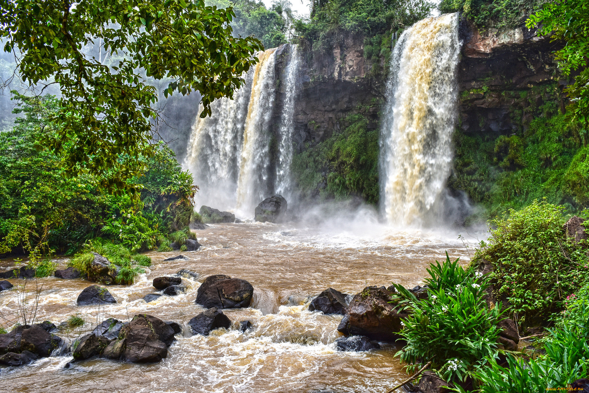 природа, водопады, ес, водопад, река