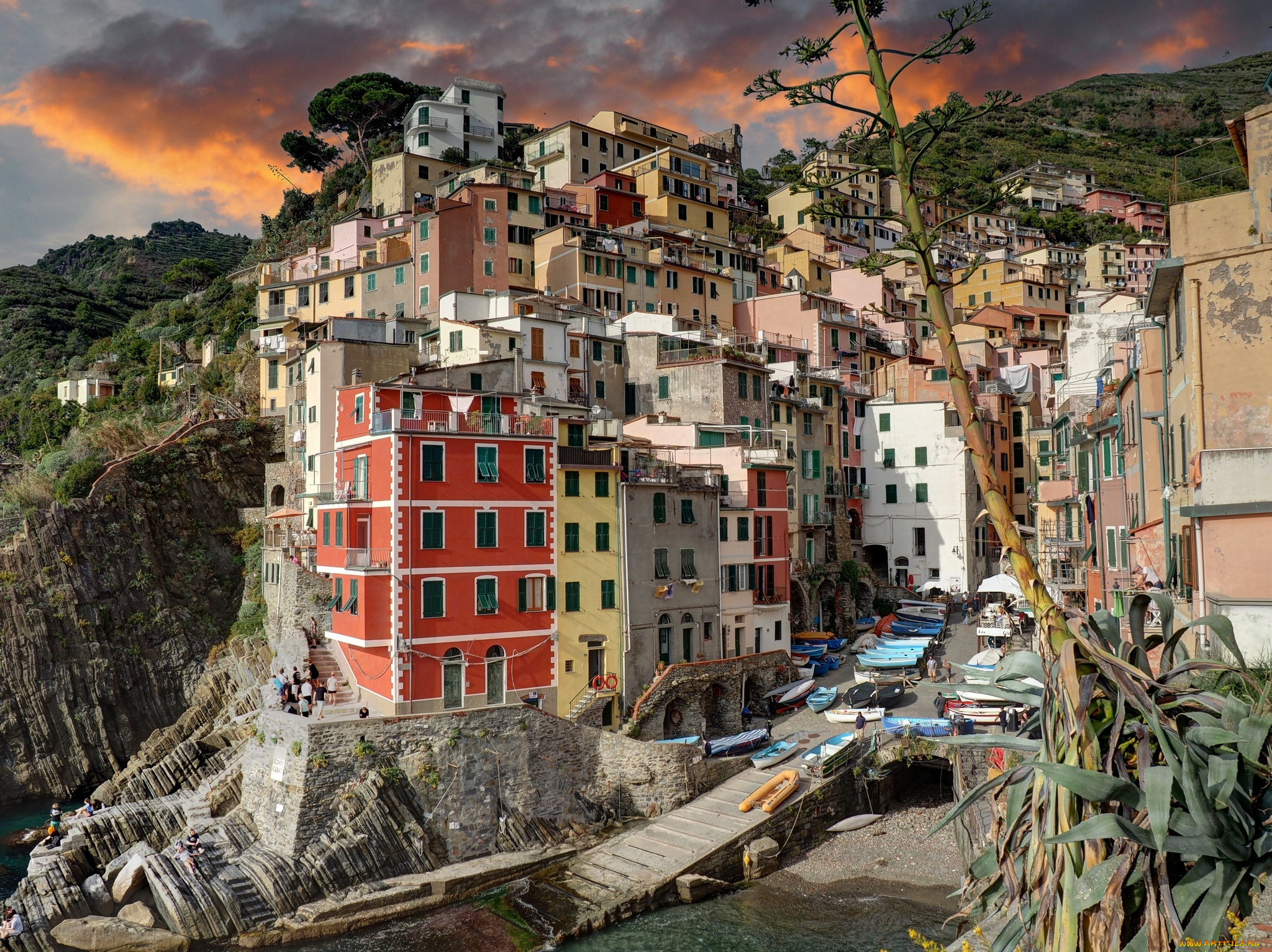 riomaggiore, города, -, здания, , дома, поселок, побережье