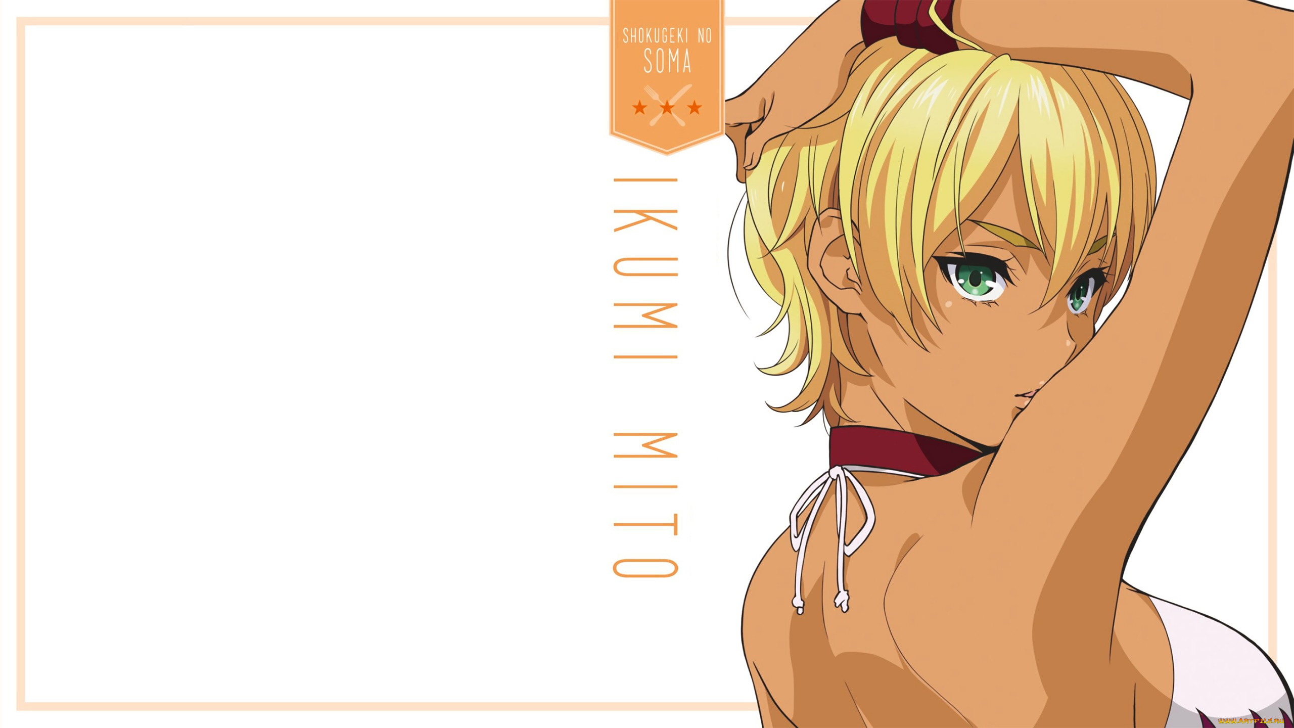 shokugeki, no, soma, аниме, фон, взгляд, девушка