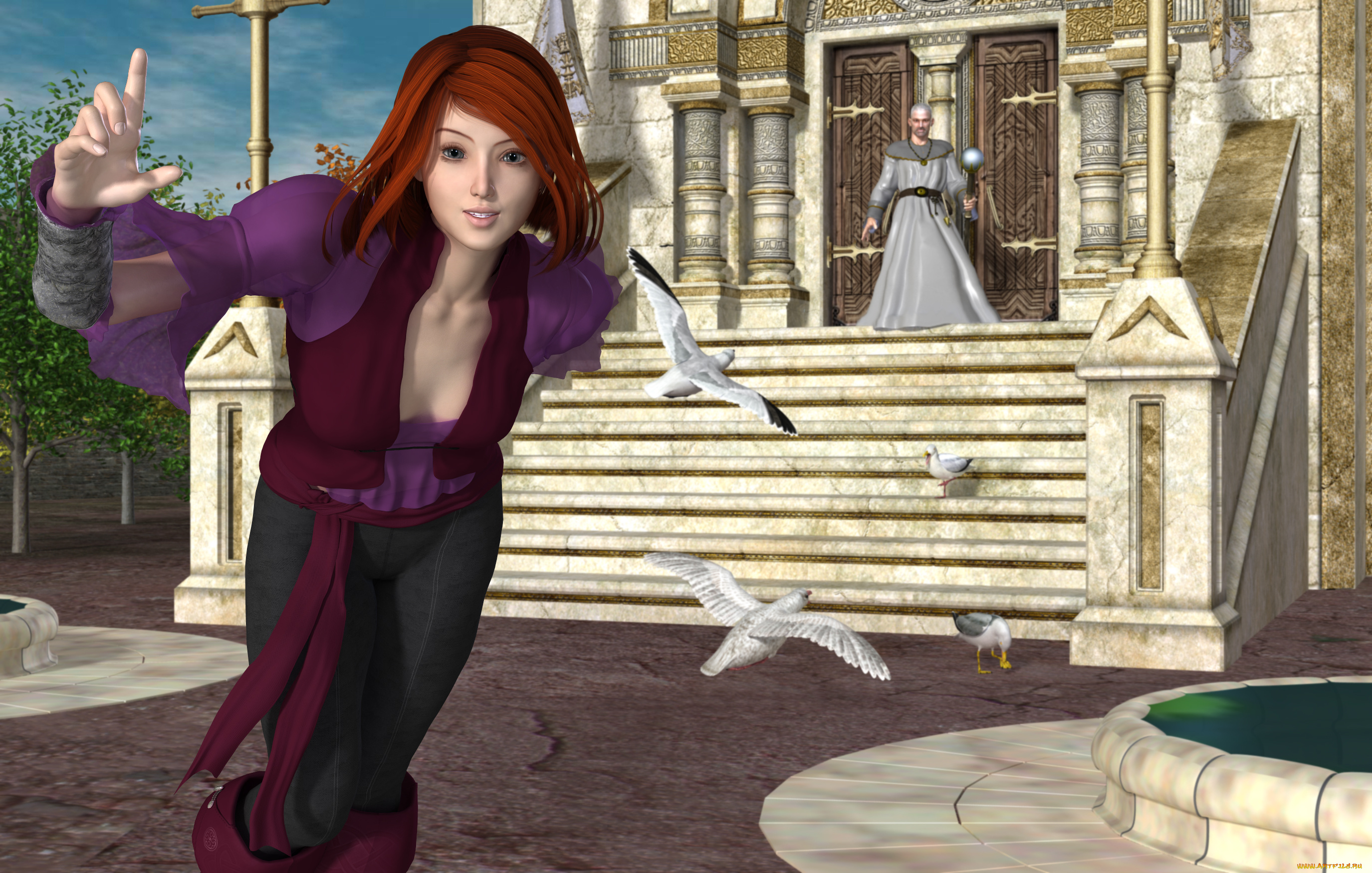 3д, графика, люди, , people, взгляд, девушка, фон