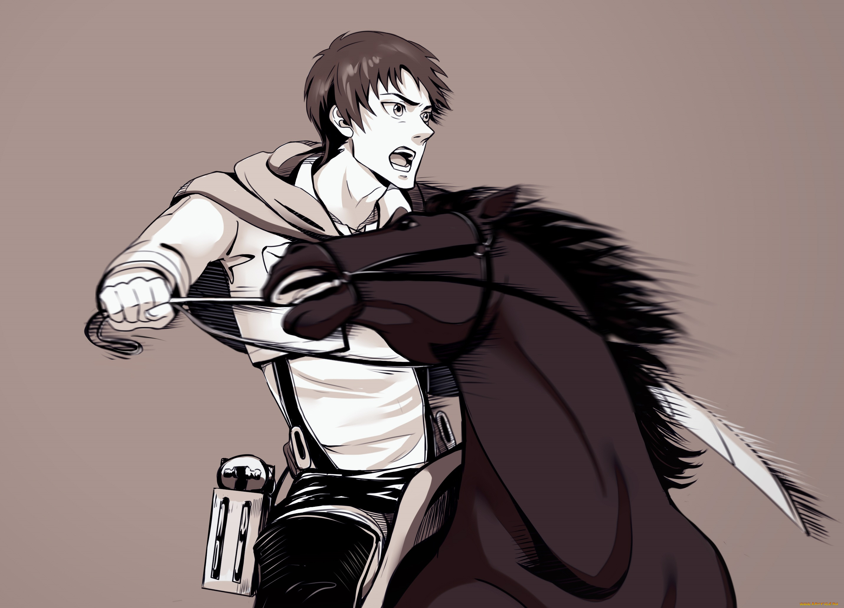 аниме, shingeki, no, kyojin, лошадь, эрен