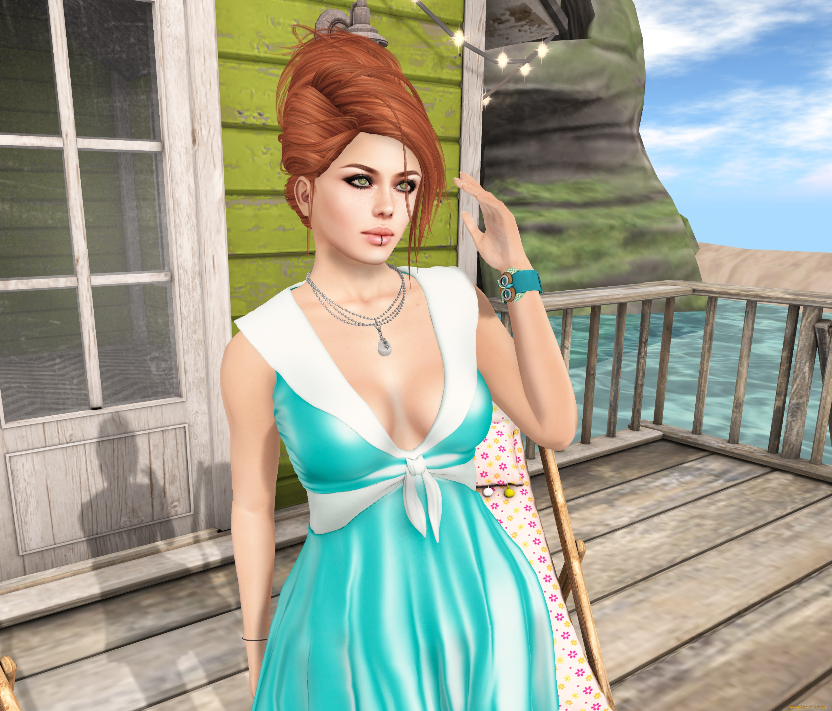 3д, графика, люди, , people, фон, взгляд, девушка, рыжая