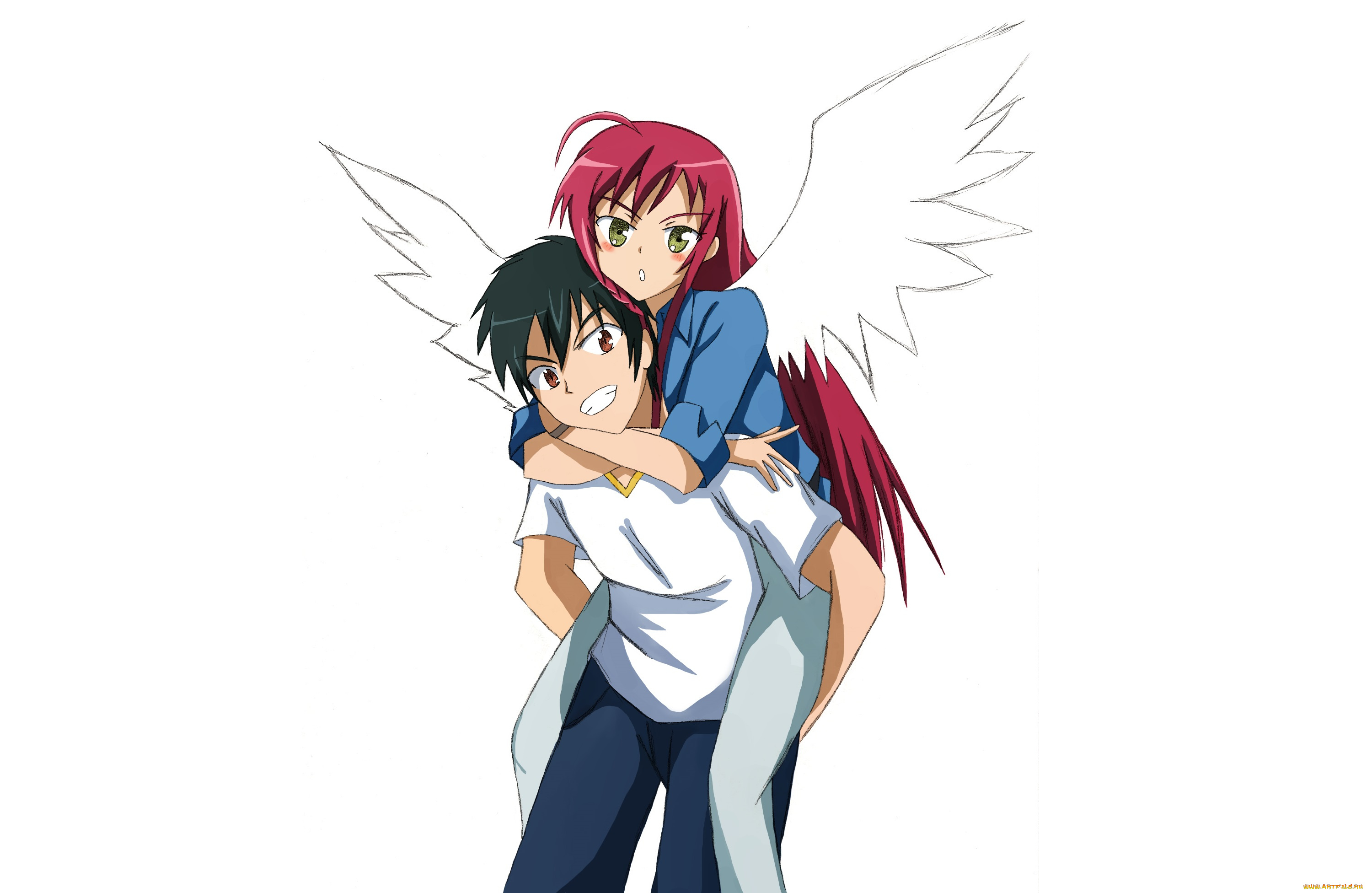 аниме, hataraku, maou-sama, ангел, повелитель, тьмы, парень, девушка