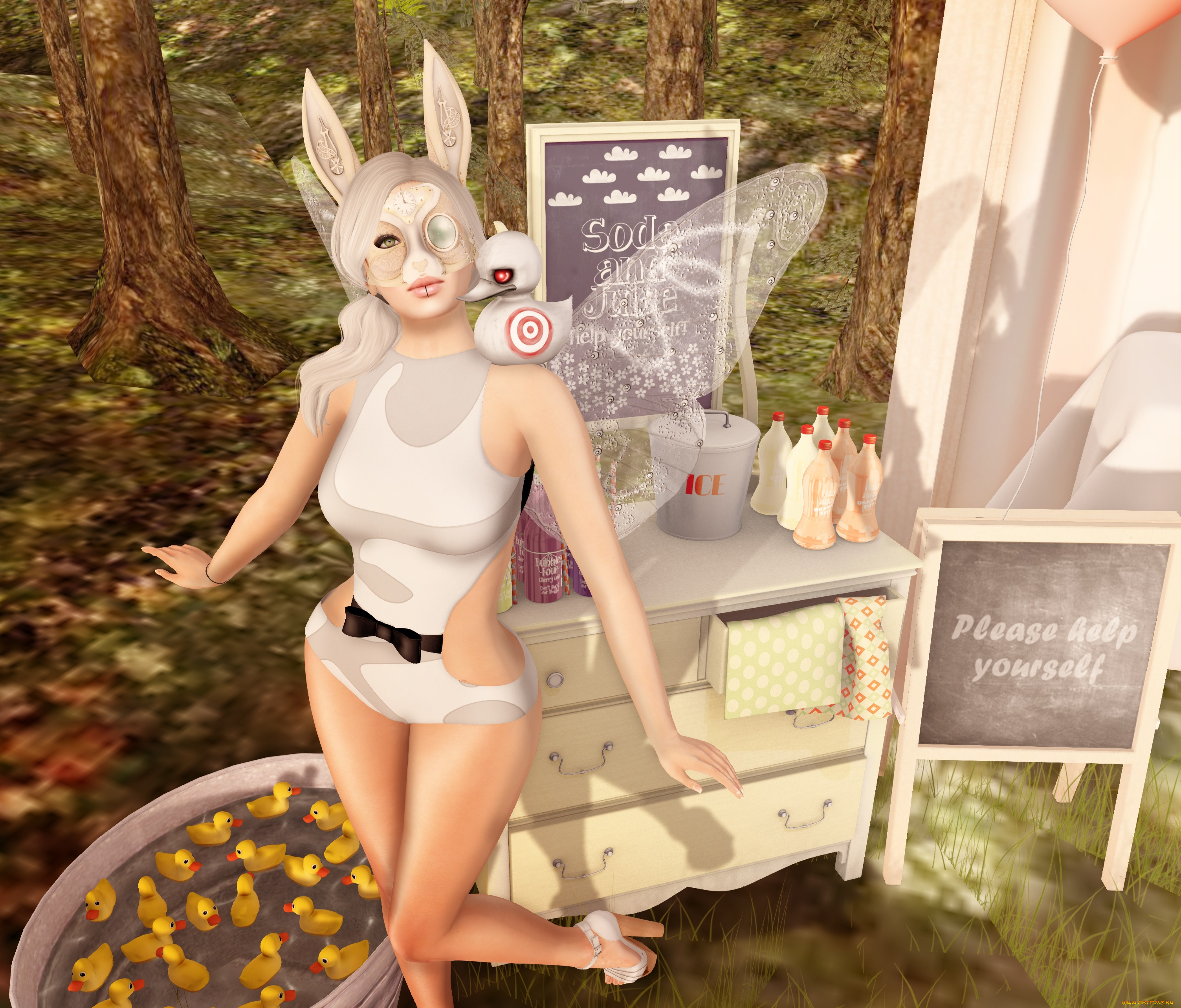 3д, графика, люди, , people, взгляд, девушка, рыжая, фон