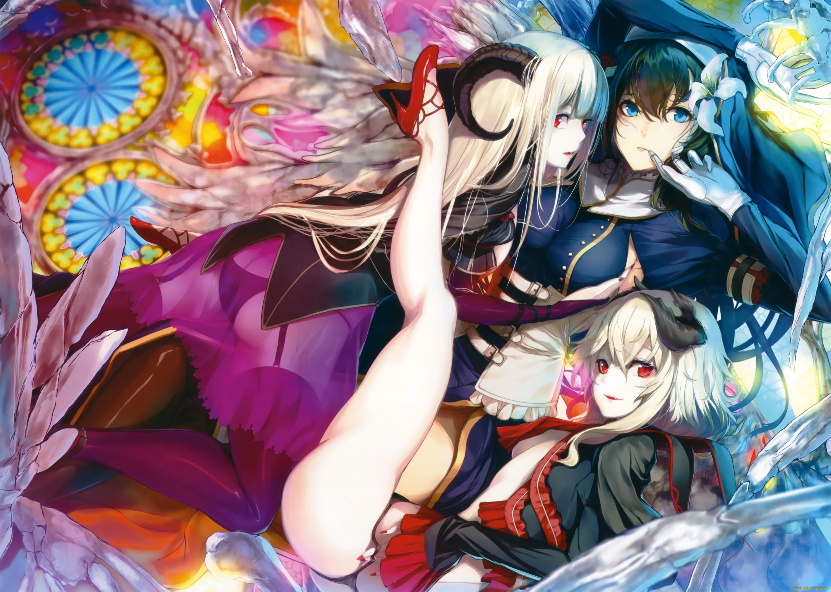 аниме, ангелы, , демоны, демоны, девушки