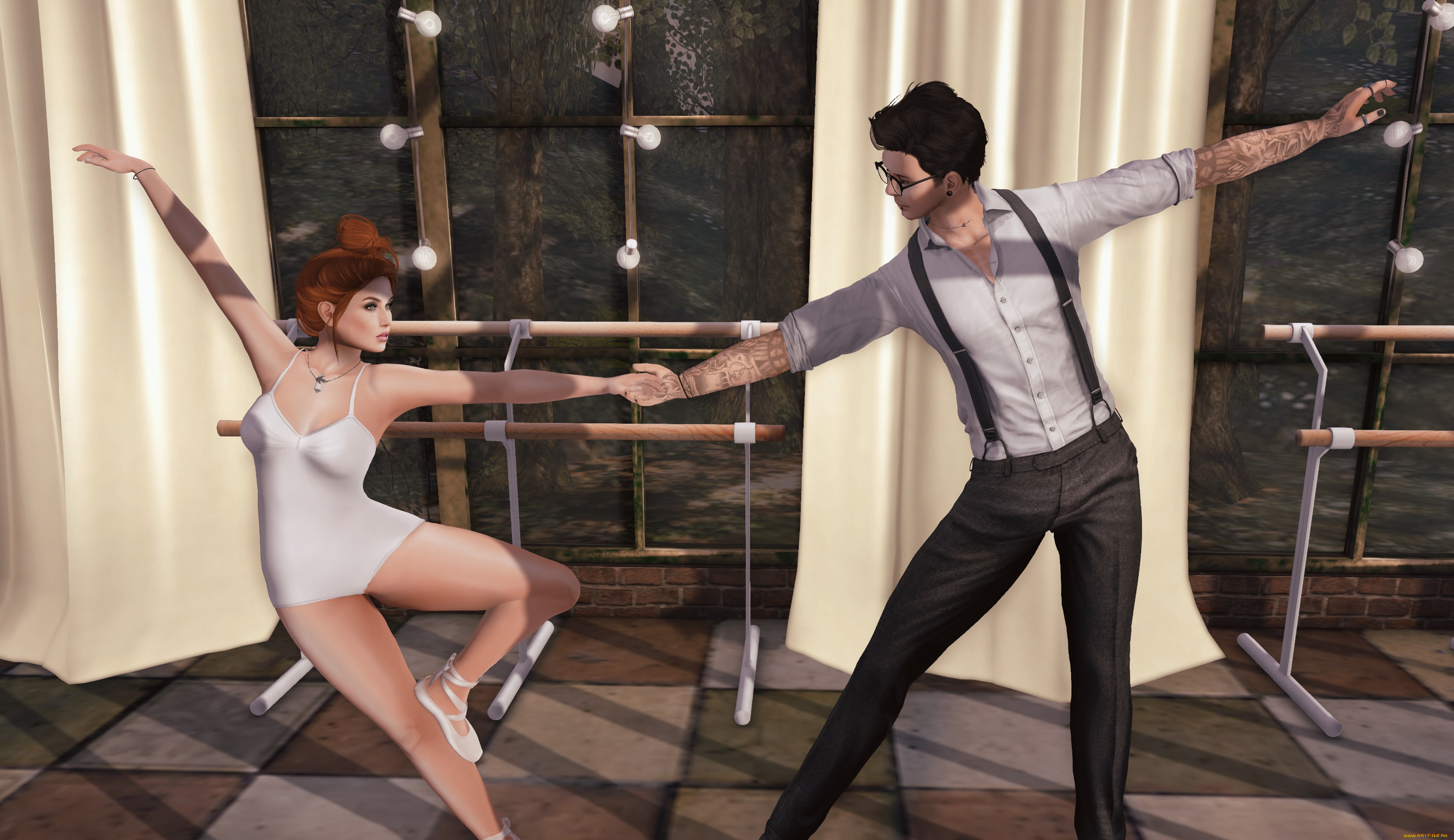 3д, графика, люди, , people, взгляд, девушка, парень, фон, танец