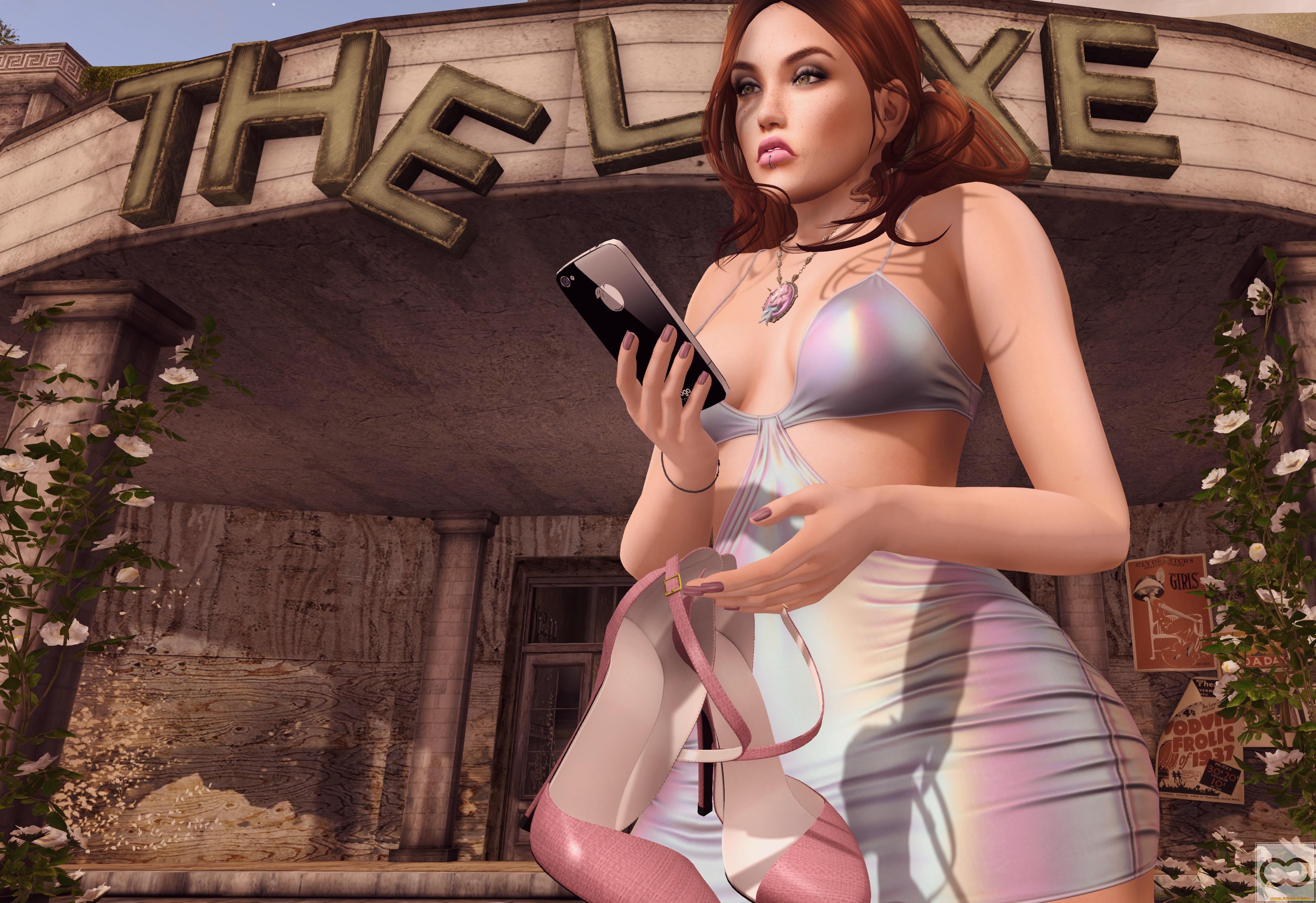 3д, графика, люди, , people, рыжая, фон, девушка, взгляд