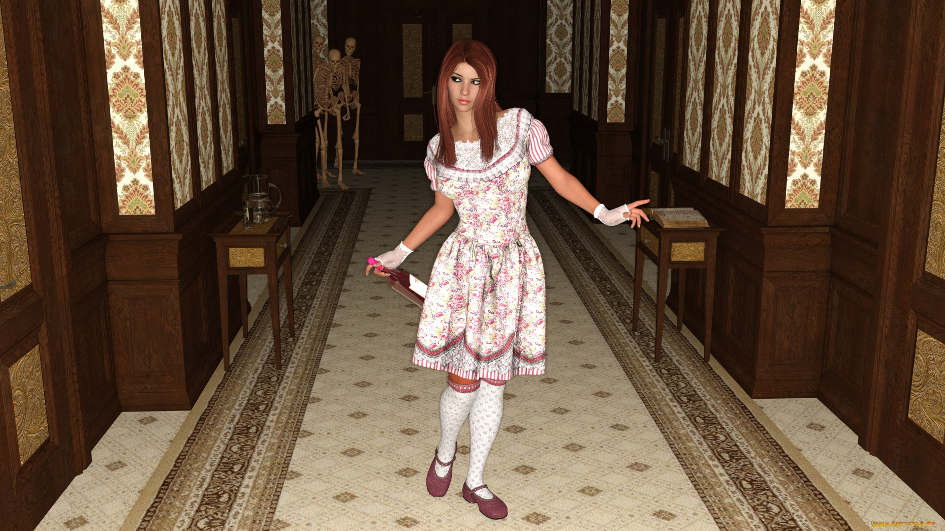 3д, графика, фантазия, , fantasy, девушка, взгляд, фон