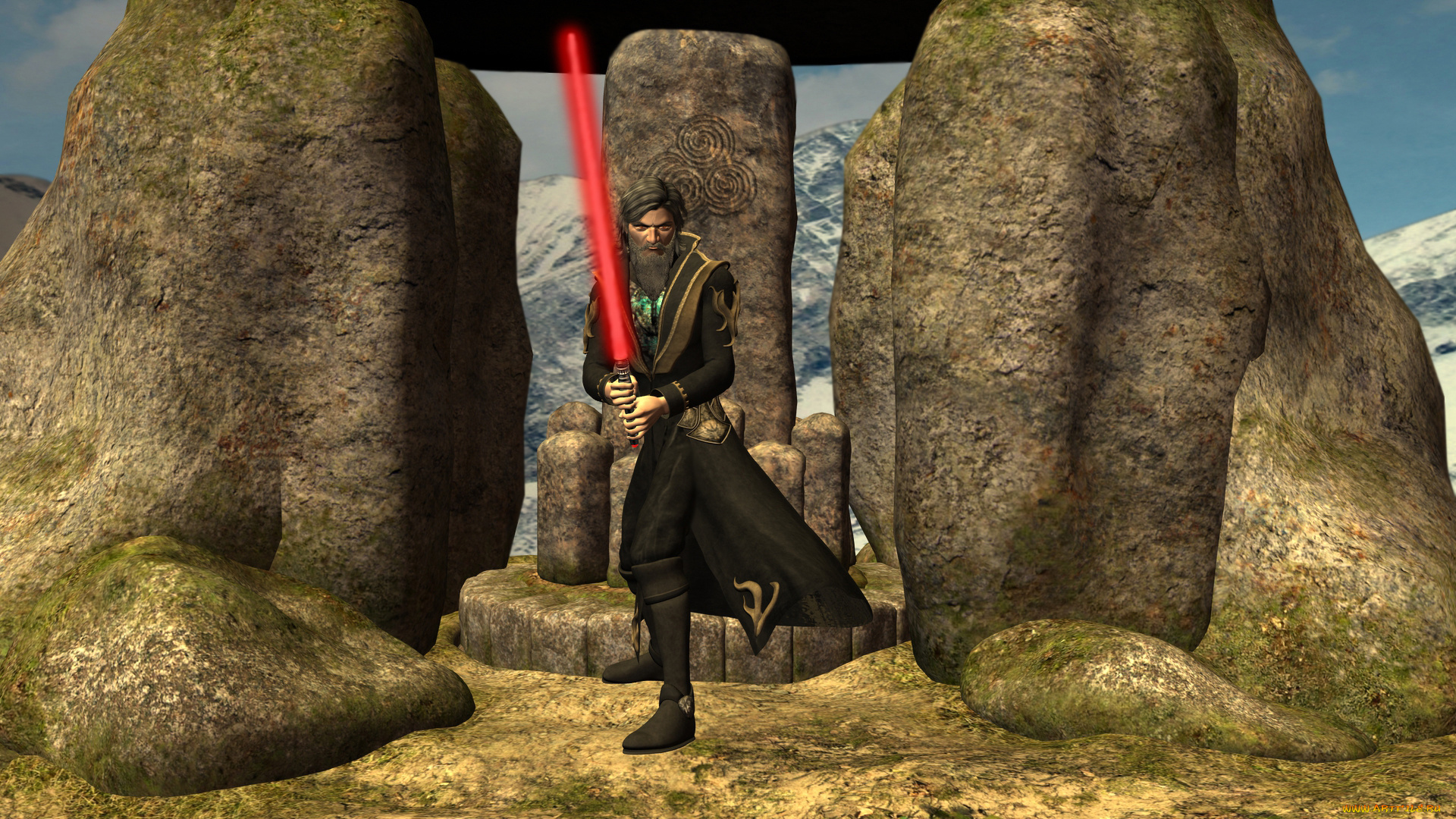 3д, графика, фантазия, , fantasy, мужчина, взгляд, фон, оружие