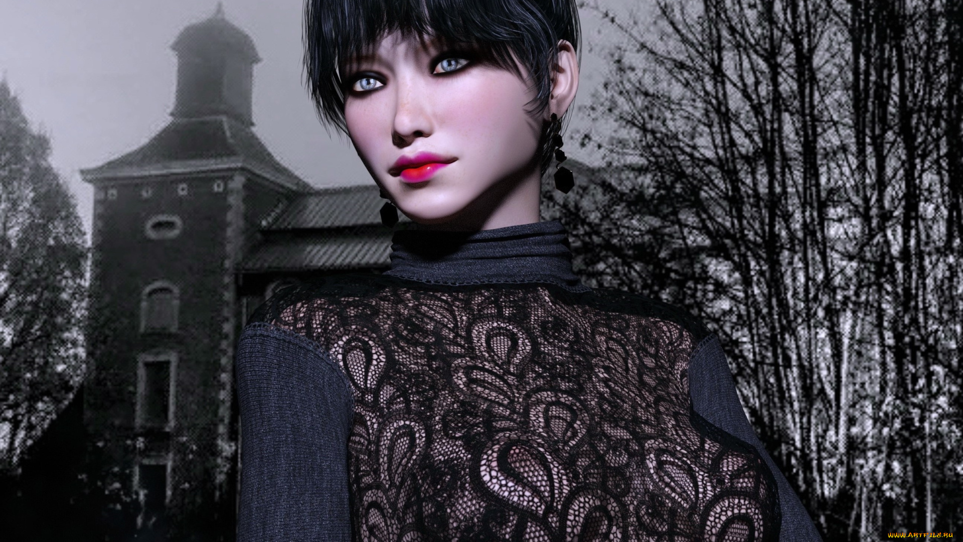 3д, графика, люди, , people, девушка, взгляд, фон