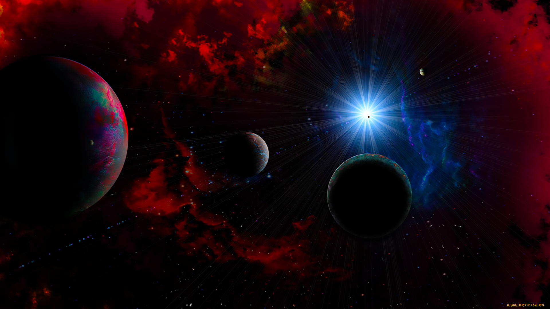космос, арт, вселенная, планеты, галактика, звезды