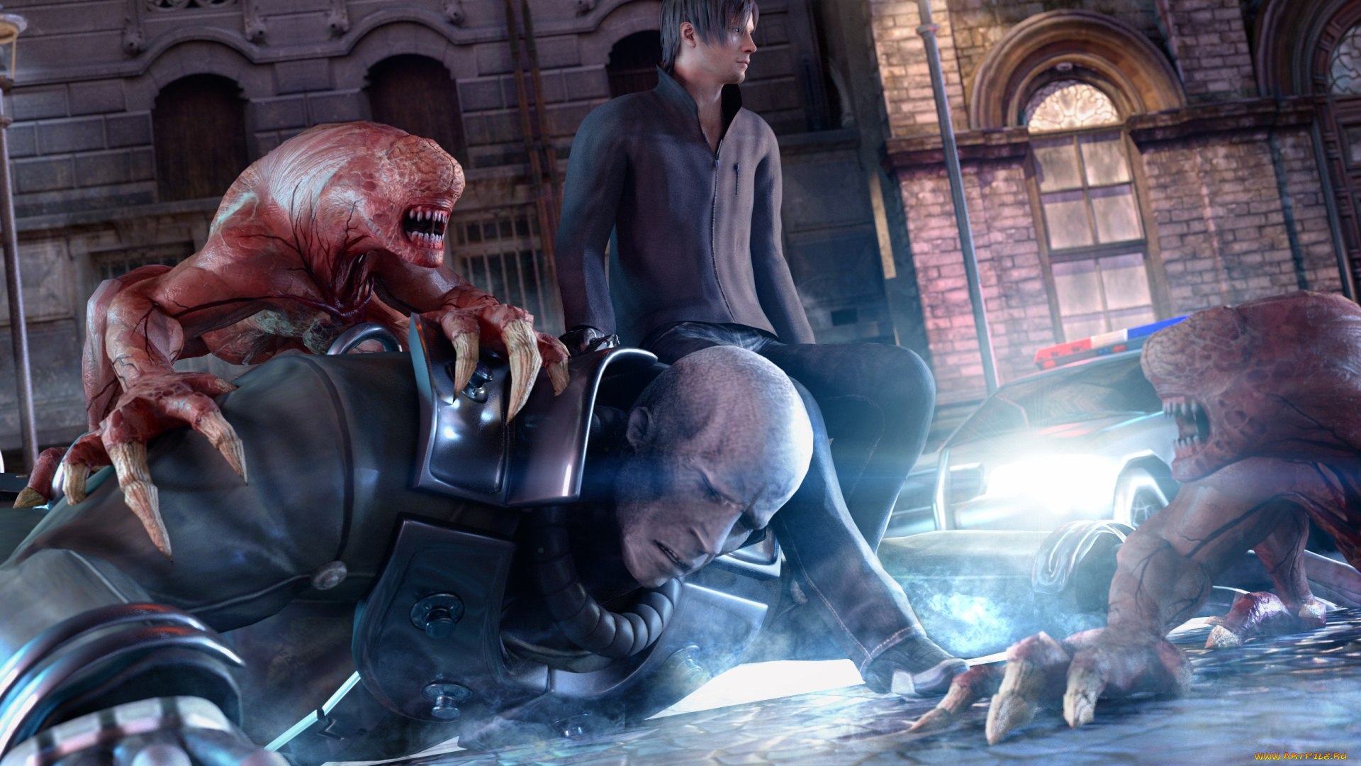видео, игры, resident, evil, фон, существо, мужчины