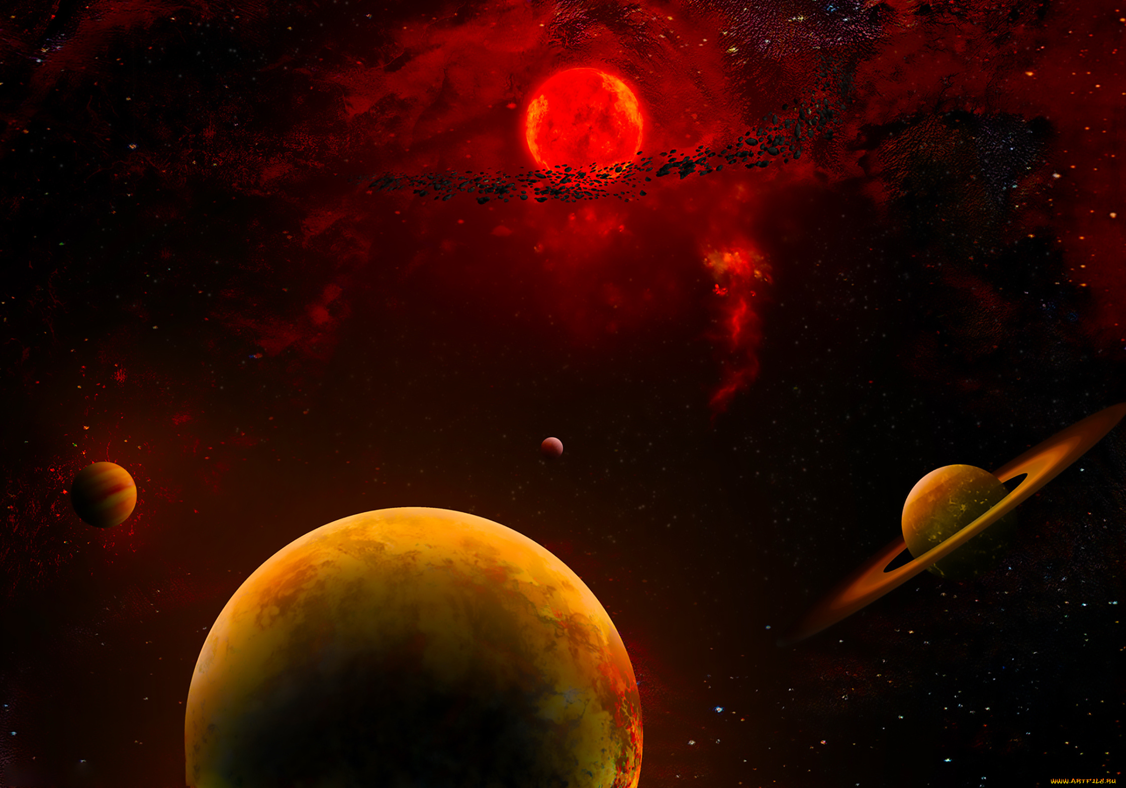 космос, арт, галактика, звезды, вселенная, планеты