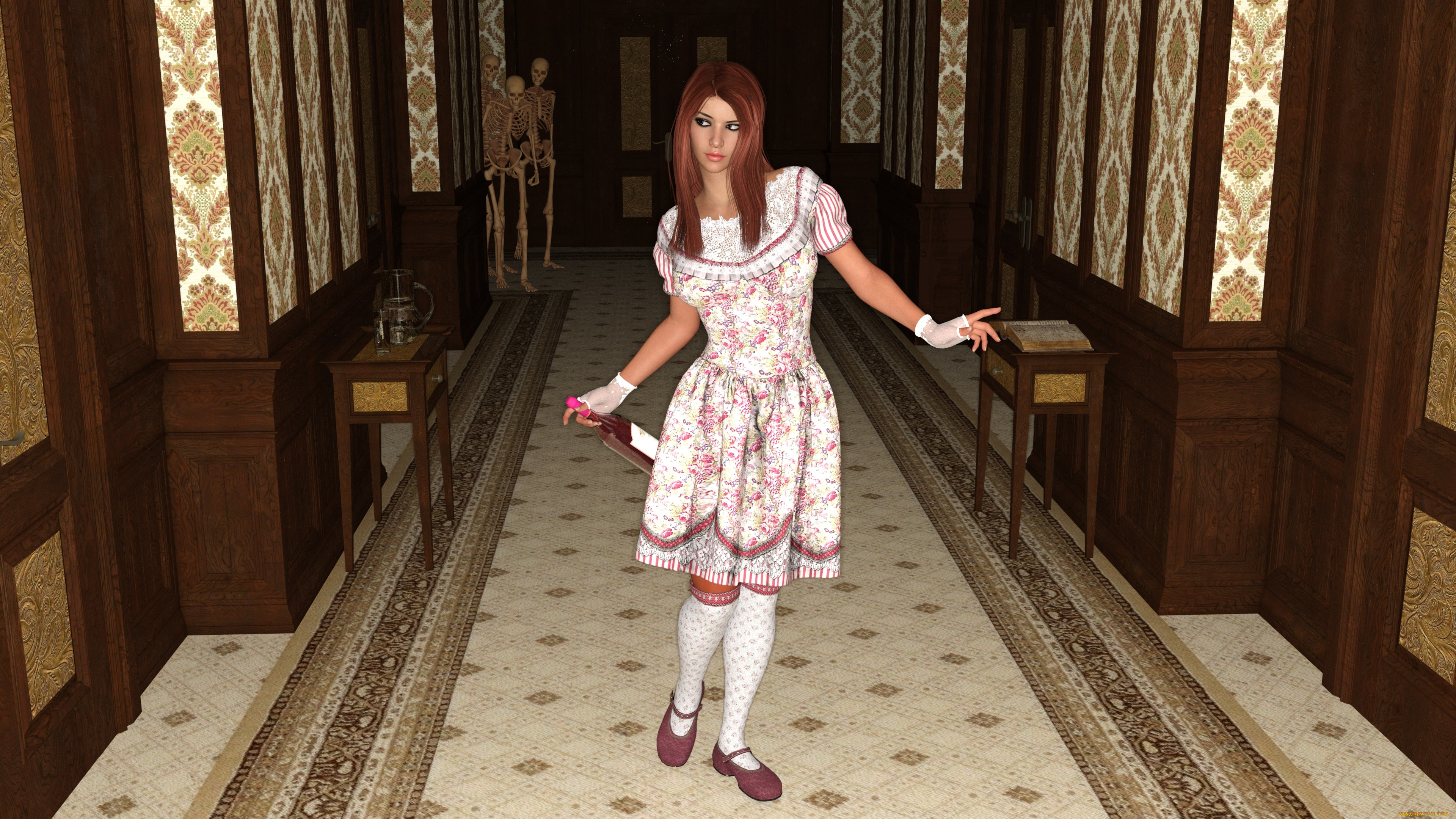 3д, графика, фантазия, , fantasy, девушка, взгляд, фон