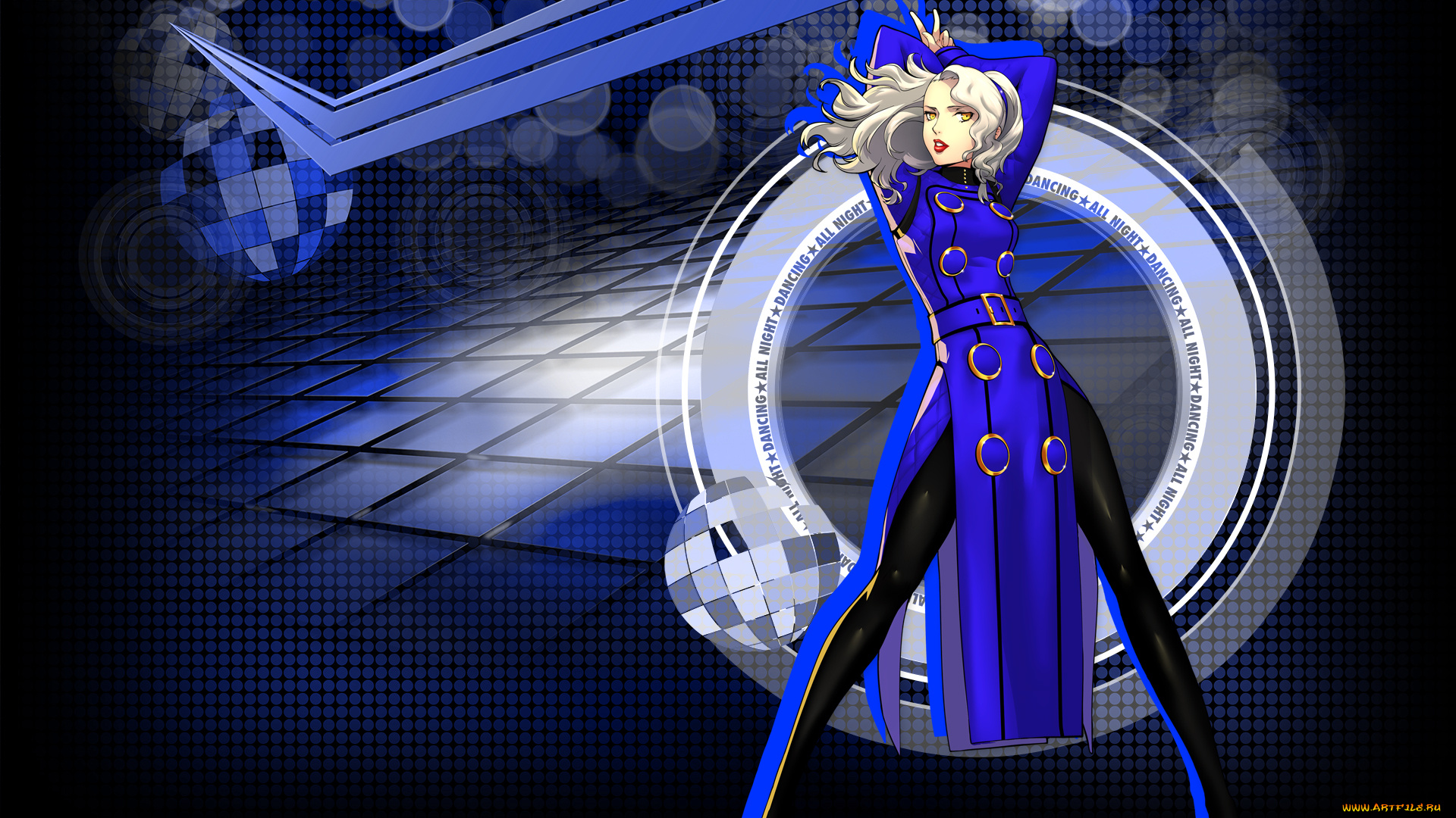 аниме, persona, фон, взгляд, девушка