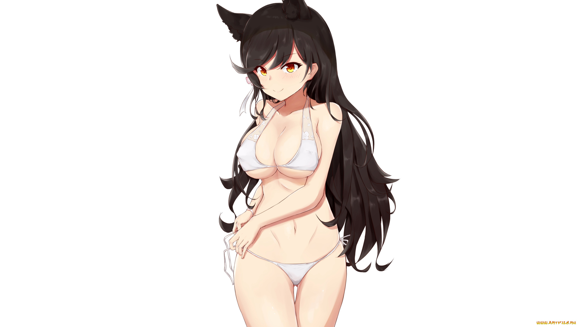 аниме, животные, , существа, взгляд, девушка, фон