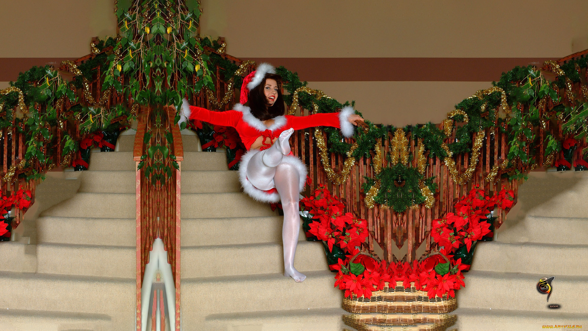 девушки, -unsort, , снегурочки, девушка, снегурочка, фон, взгляд