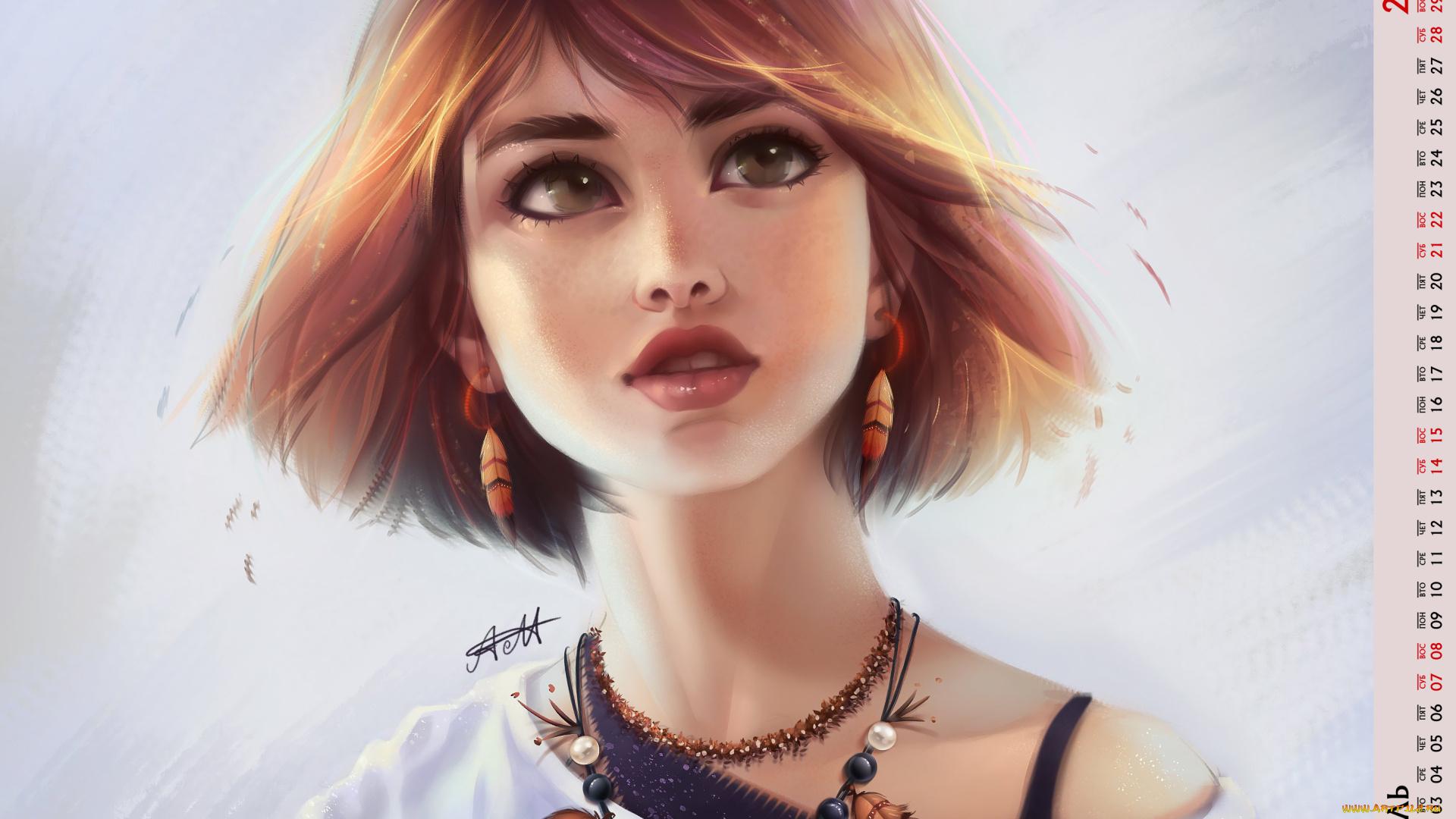 календари, рисованные, , векторная, графика, украшение, взгляд, девушка, лицо