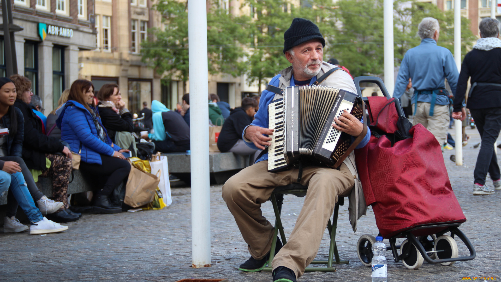 музыка, -другое, люди, улица, мужчина, взгляд, аккордеон