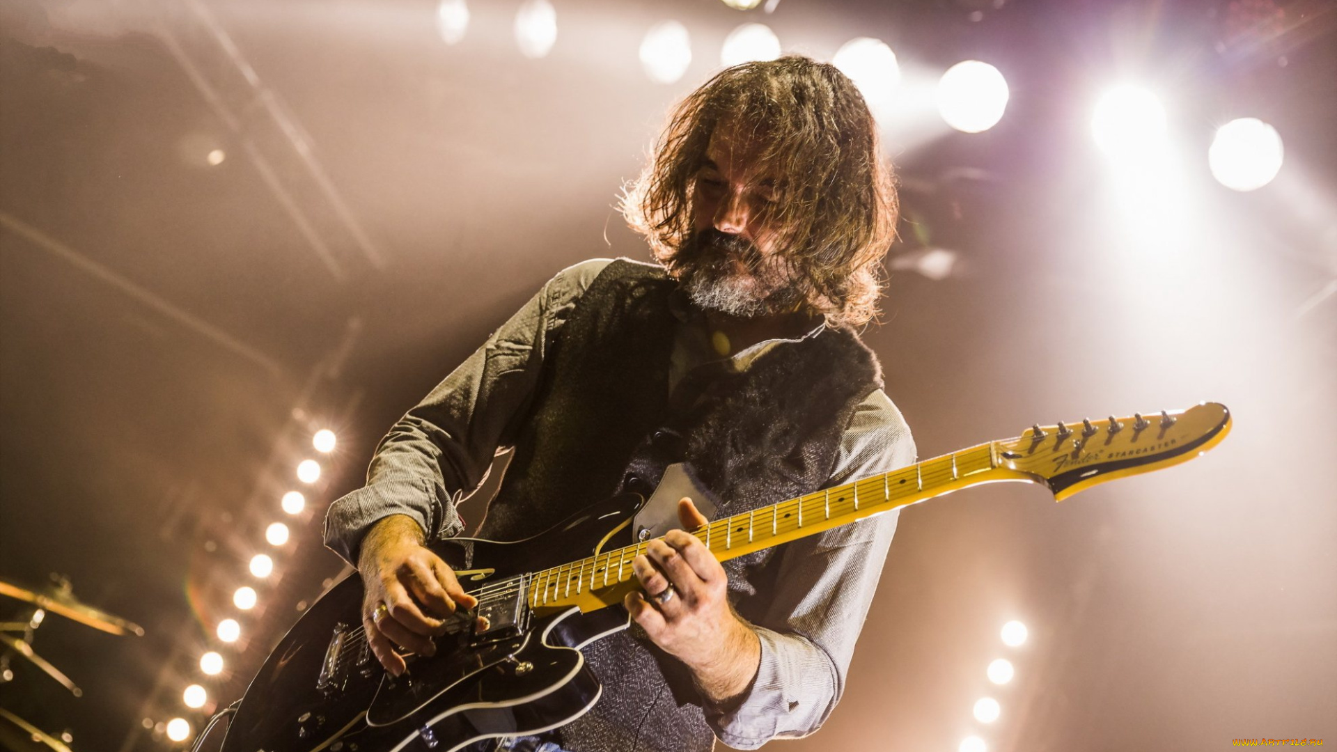 музыка, -другое, мужчина, освещение, гитара