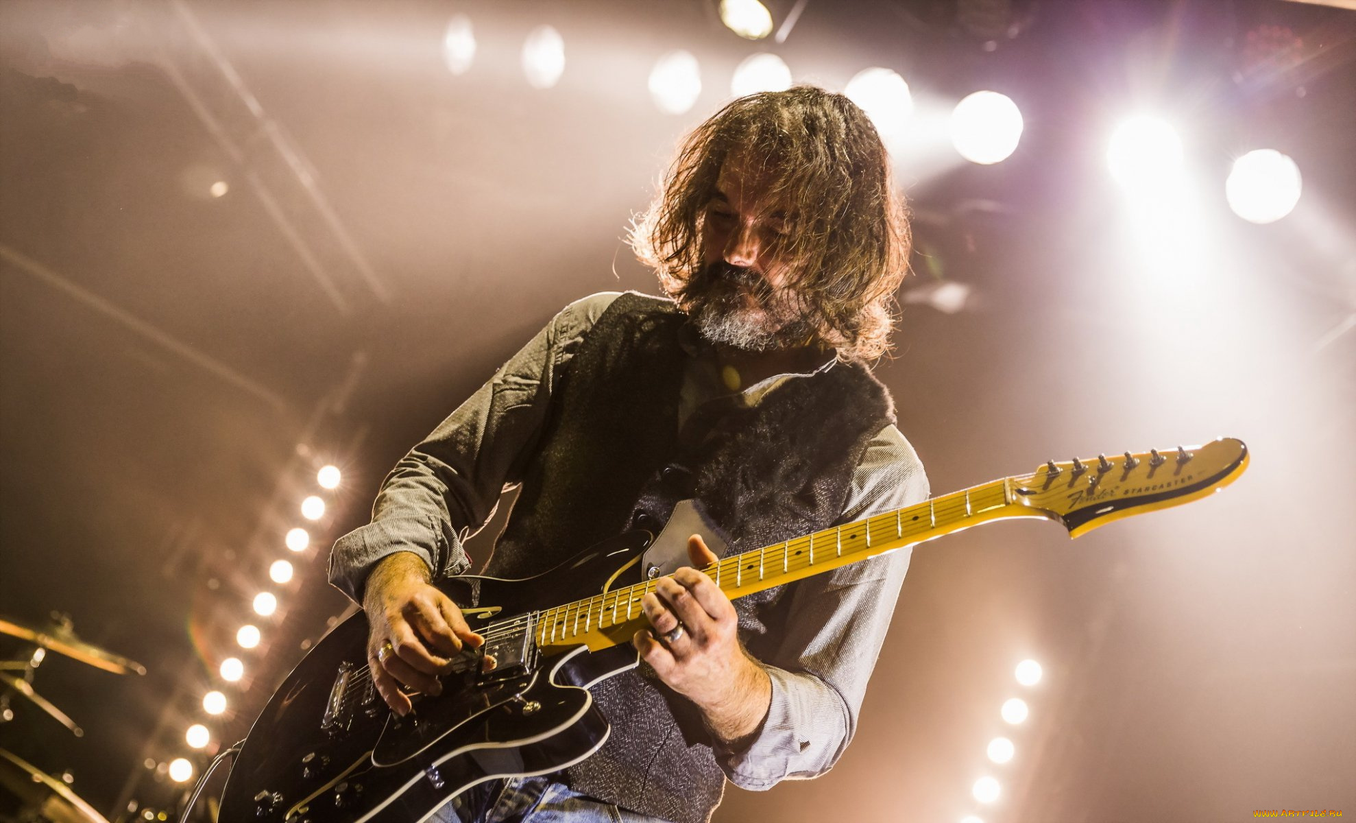 музыка, -другое, мужчина, освещение, гитара