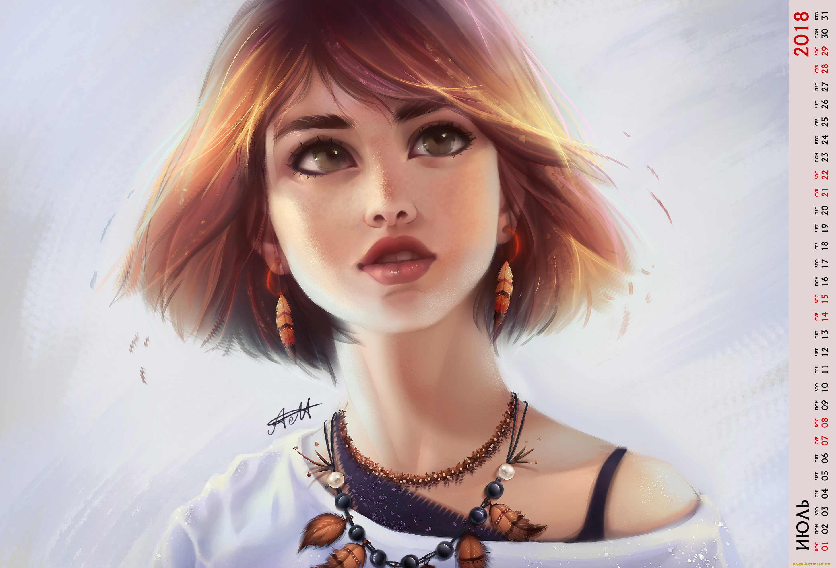 календари, рисованные, , векторная, графика, украшение, взгляд, девушка, лицо