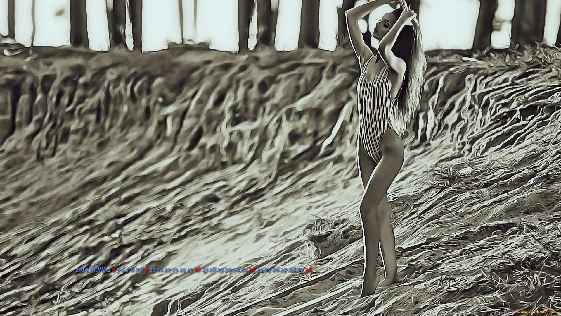 календари, компьютерный, дизайн, природа, девушка