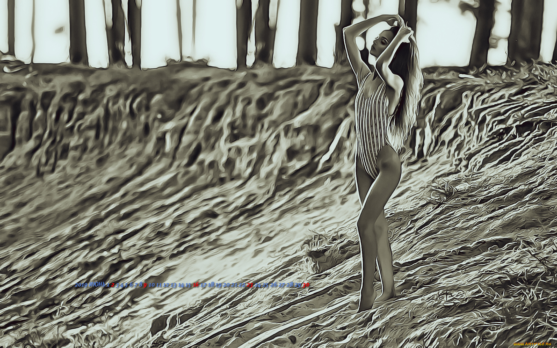 календари, компьютерный, дизайн, природа, девушка